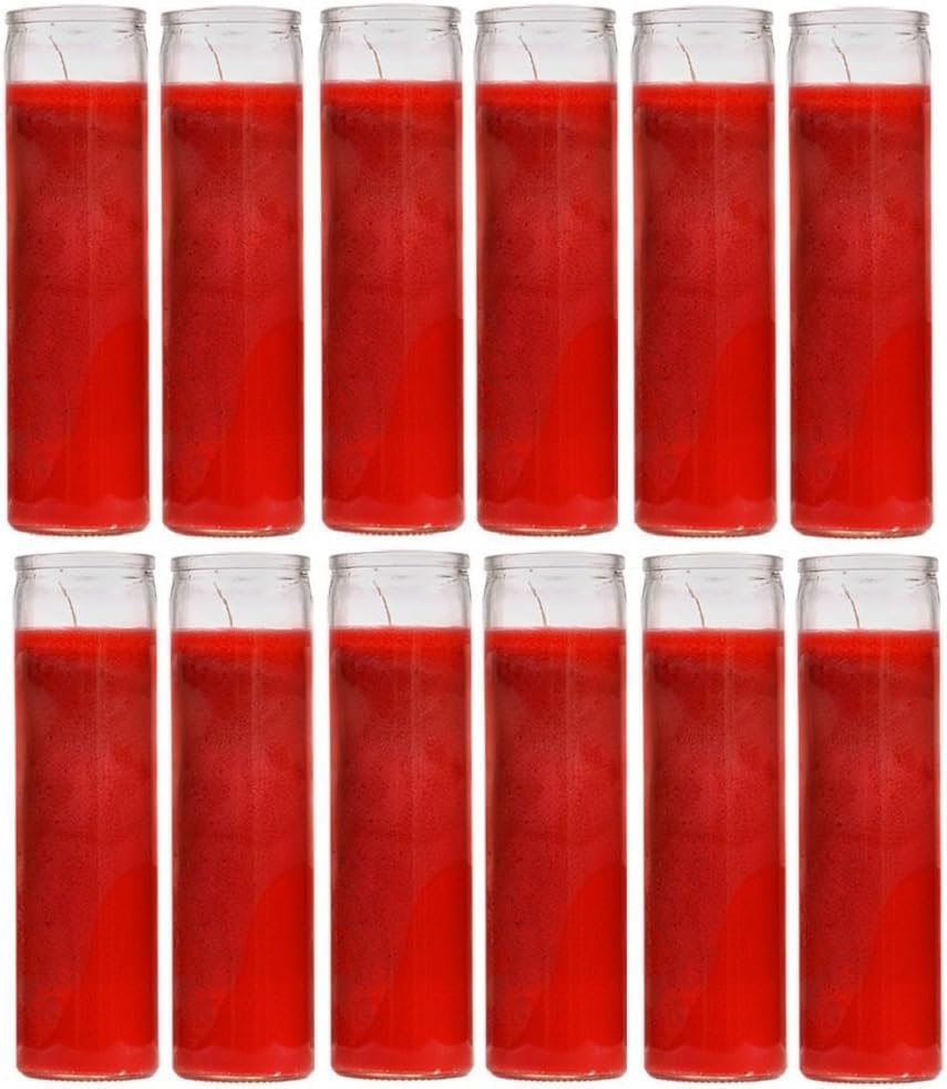 Aspen Brands Classic Red Candles in Glass, Set of 12, 8-INCHES Tall. Blessed Sanctuary Devotional Prayer Candle, 7 DayBlessed Sanctuary Devotional Prayer Candle, 7 Day