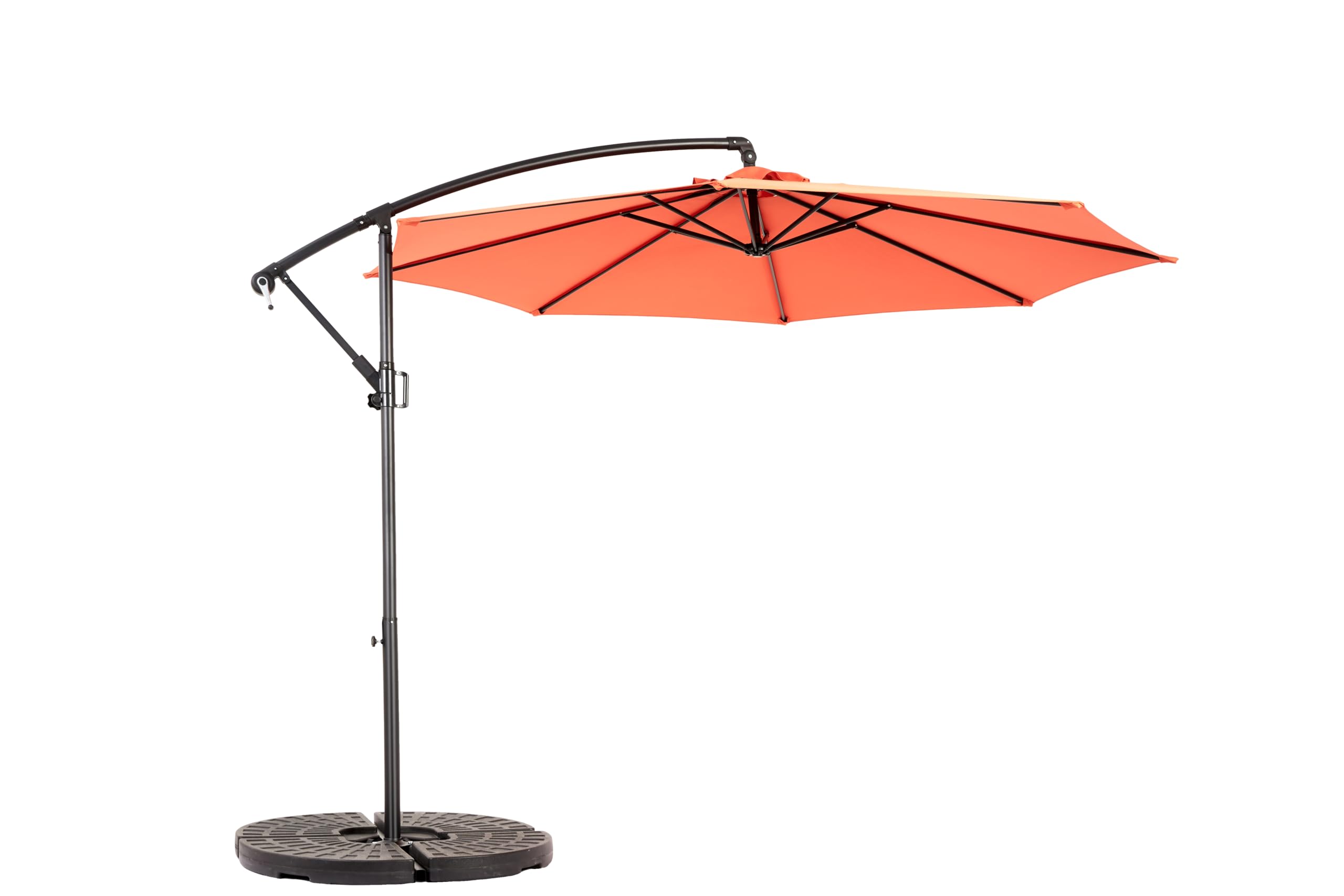 Paraguas rectangular doble naranja de jardin con manivela 8