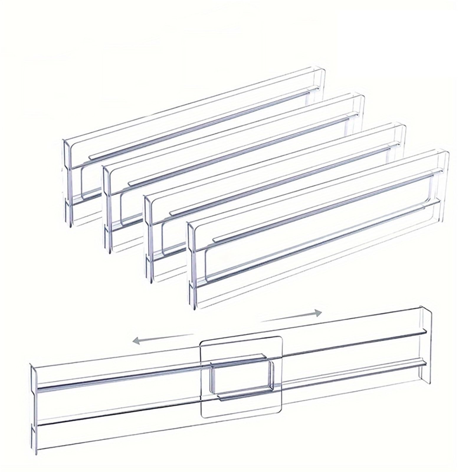 Separadores de cajones transparentes, organizador ajustable for ropa, cocina, cosméticos oficina, bueno for almacenamiento ordenado, 4/5/6 Uds(4pcs)
