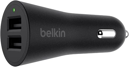 Belkin F8M930bt-BLK - Cargador para Coche con 2 Puertos USB (10 vatios, 2,1 amperios por Puerto, 20 W, Compatible con iPhone 8/8+ y iPhone X), Blanco Belkin F8M930bt-BLK - Cargador para Coche con 2 Puertos USB (10 vatios, 2,1 amperios por Puerto, 20 W, Compatible con iPhone 8/8+ y iPhone X), Blanco