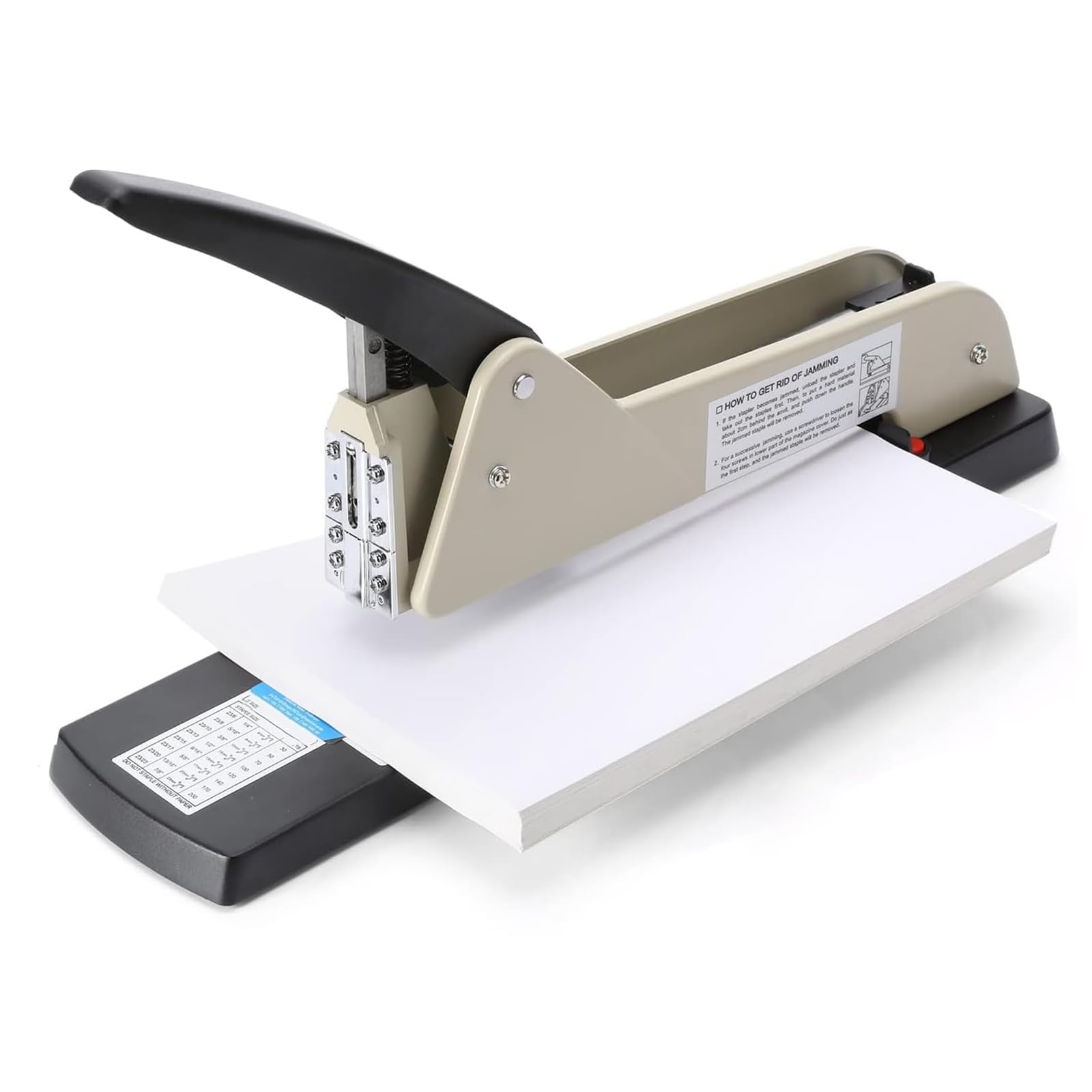 Robuster Heftgerät mit langem Arm, 210 Blatt Kapazität, 25 cm verstellbare Hefttiefe für Heftchen und Bürodokumente, fixierbare Papierführung