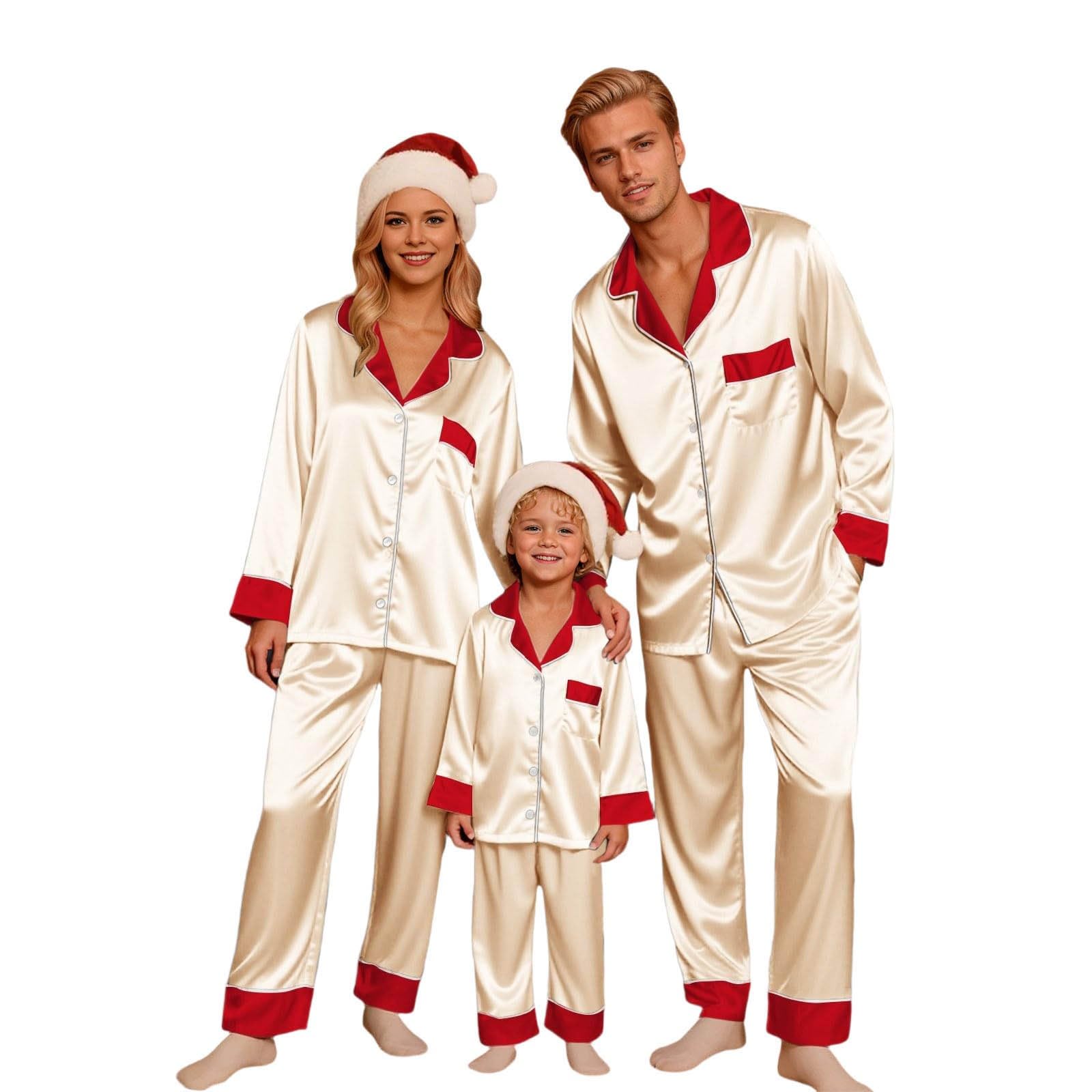 Generisch Weihnachtsoutfit familie Passende – seidige Langarm- gemütliche Loungewear für die Feiertage