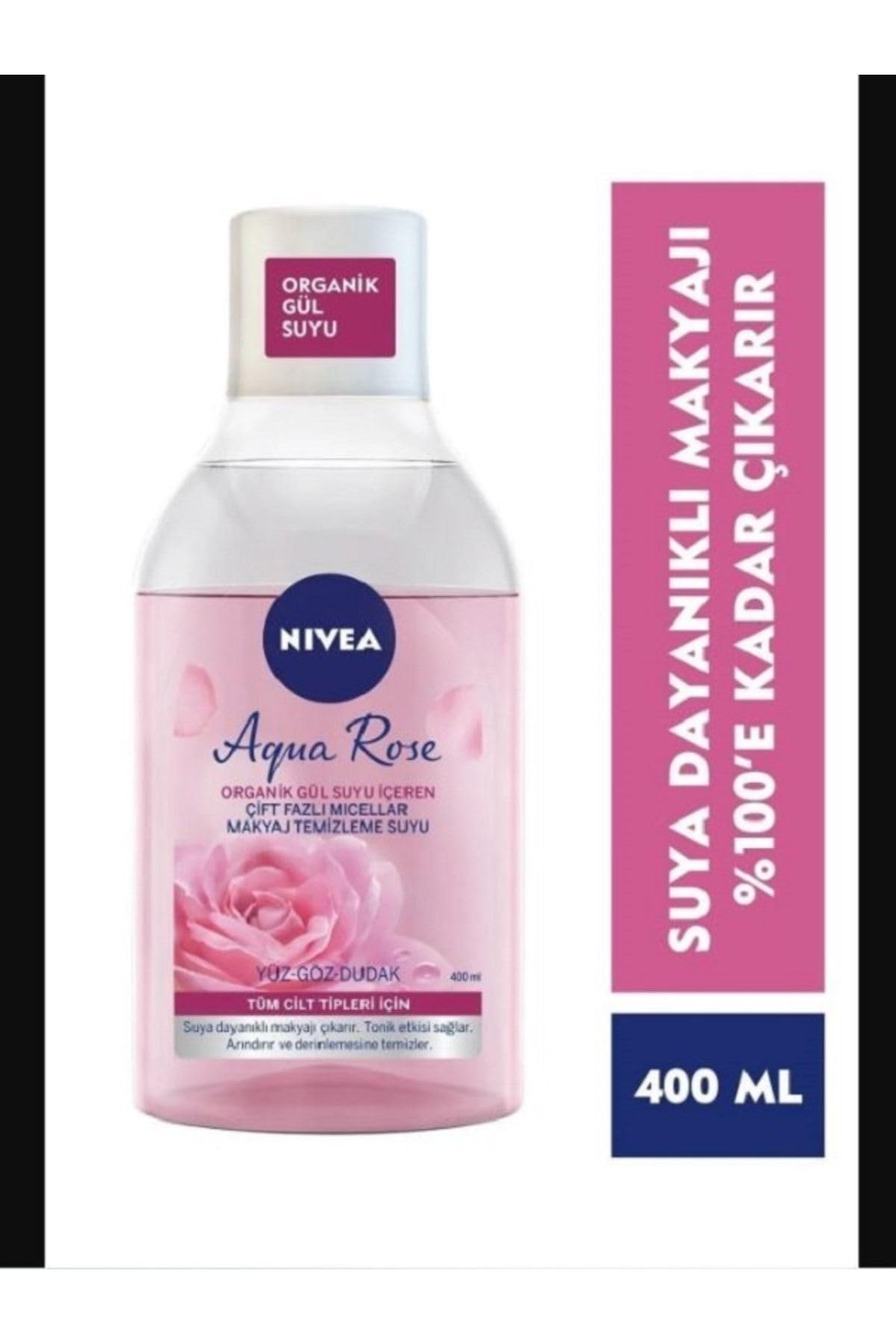 NIVEA Aqua Rose Micellar Gül Suyu Içeren Çift Fazlı Makyaj Temizleme Suyu 400Ml.,Bakım190303