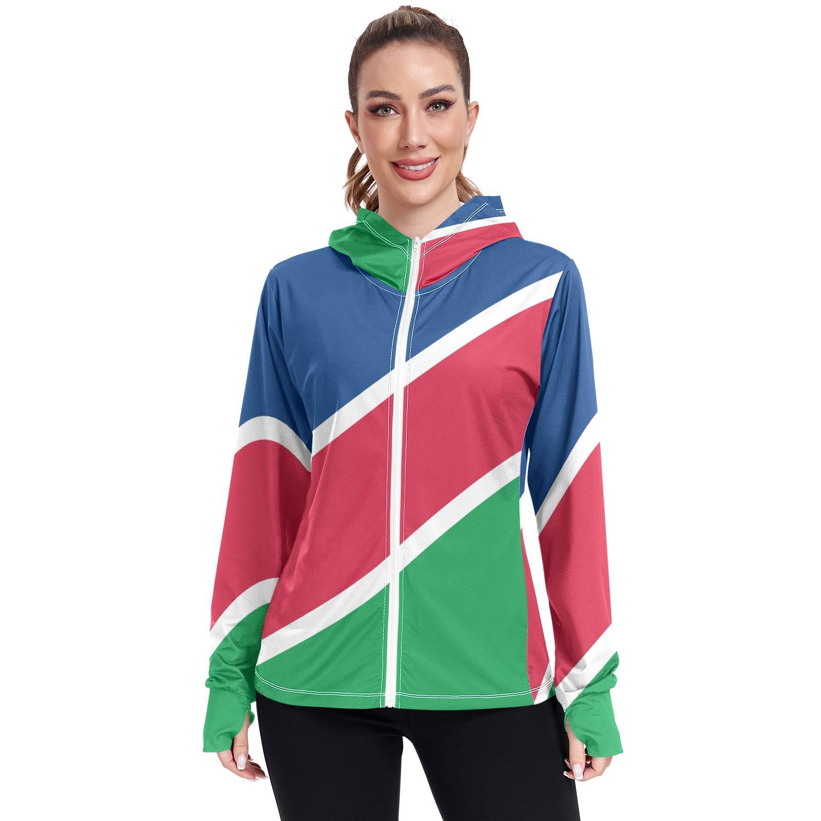 Namibia Flag Womens UPF 50+ Sun Protection Hoodie Jacket Lightweight Long Sleeve Sun Shirt with Pocket Multicoloured