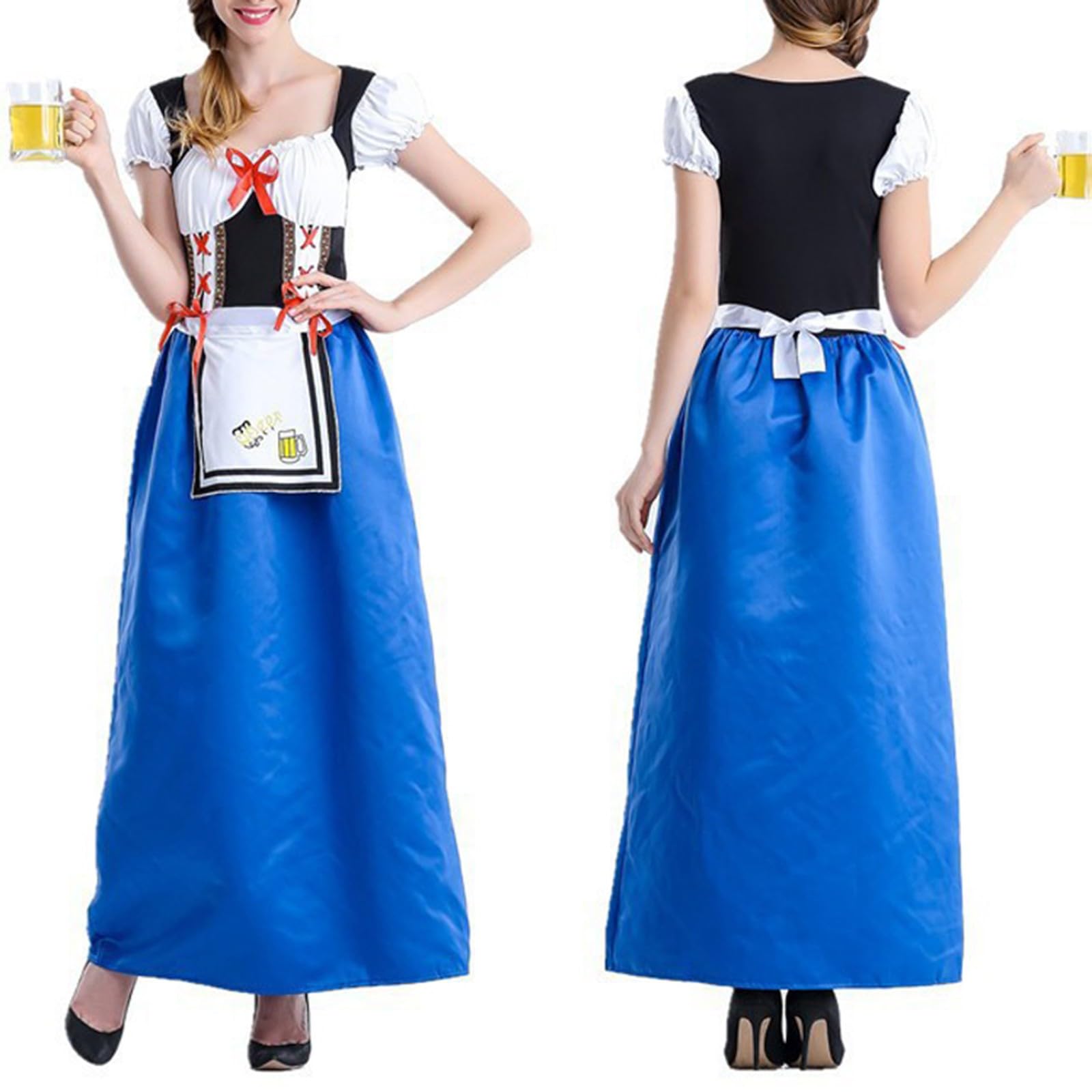 Generisch Abito lungo da donna, casual, per Oktoberfest, divertente, con fiocco