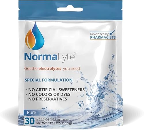 NormaLyte Oral Rehydration Salts- Helps Dietary Management of POTS Syndrome Symptoms-1 Pouches - 30 Sticks (Yields 500mL per Pack)-Pure| Energy Supplements, Potassium Supplement, Dehydration Recovery