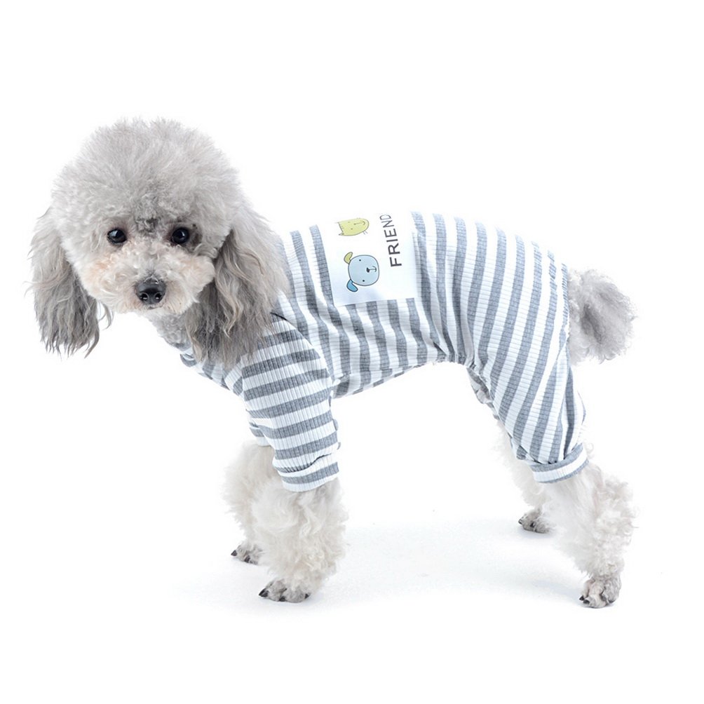 Pigiama per cane cotone a strisce Tutina cuccioli piccola taglia Abbigliamento cane
