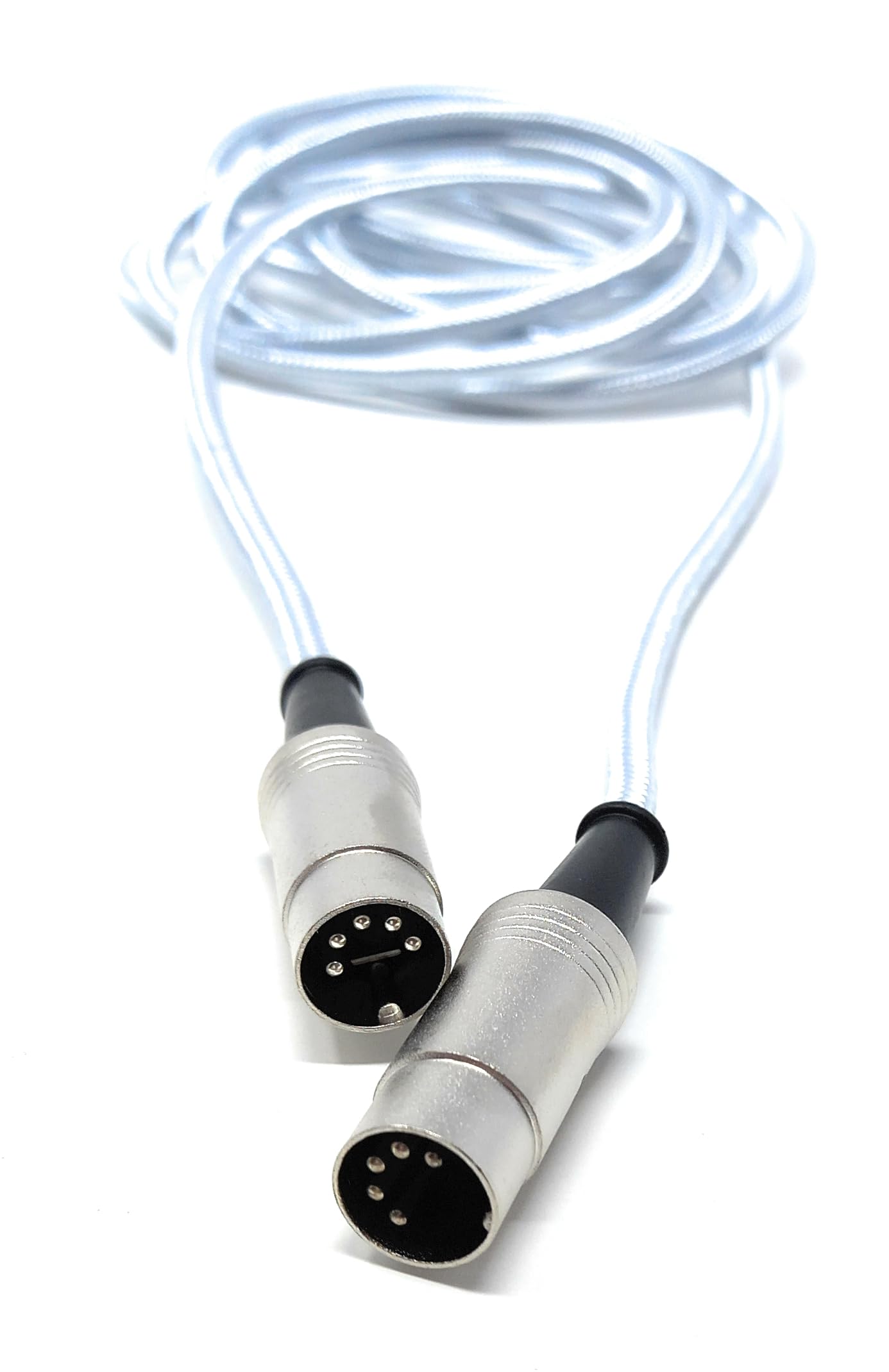 DRUT 3m MIDI 5 Pin DIN Braided Screened Shielded Fully Wired Cable Lead for Midi Audio Equipment White 10ft