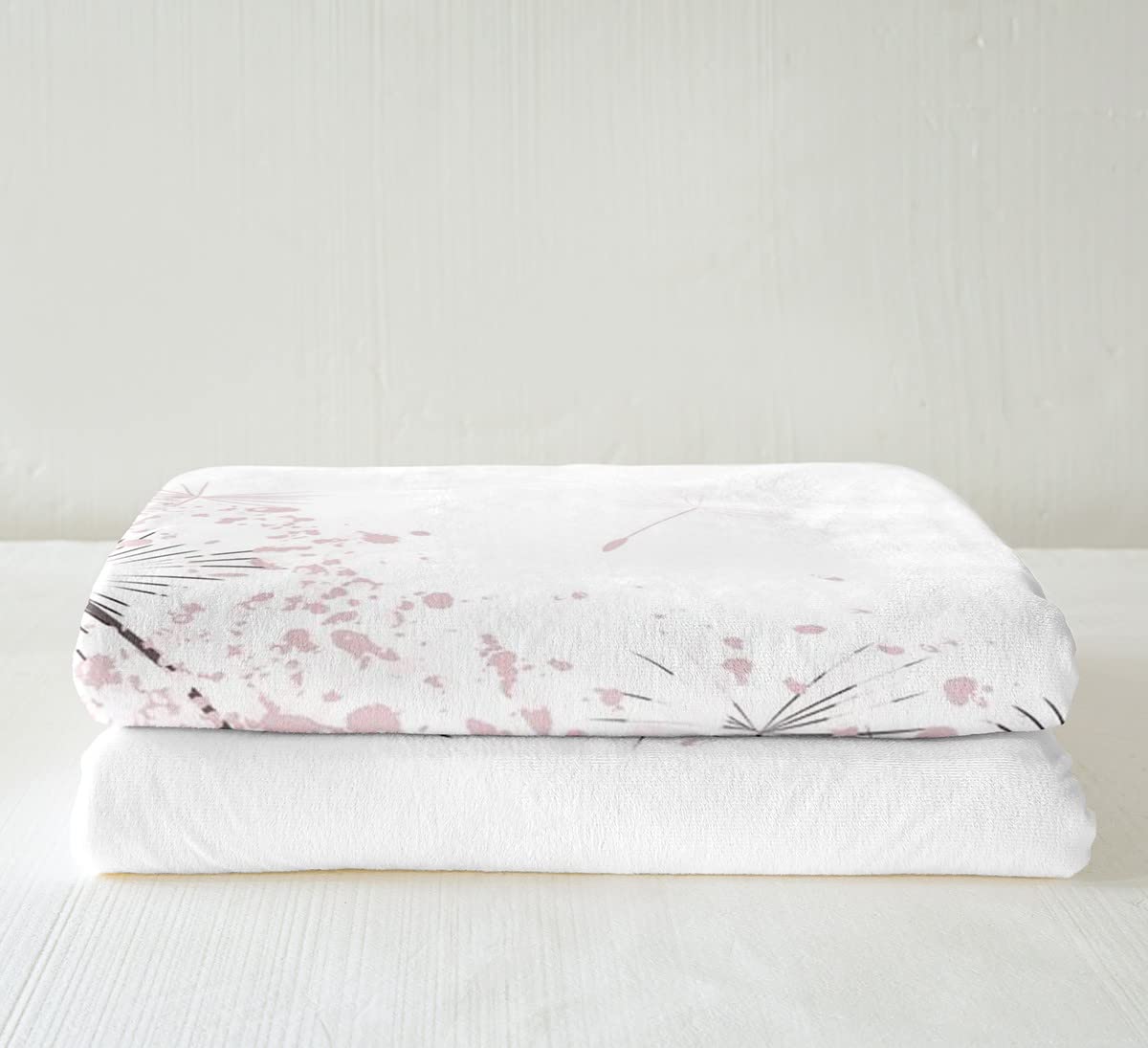 Coperta per bambini, con coniglio, rosa, con dente di leone, in pile, per letto, divano, coniglio, animali fuzzy, coperta botanica, floreale, 200 x 200 cm