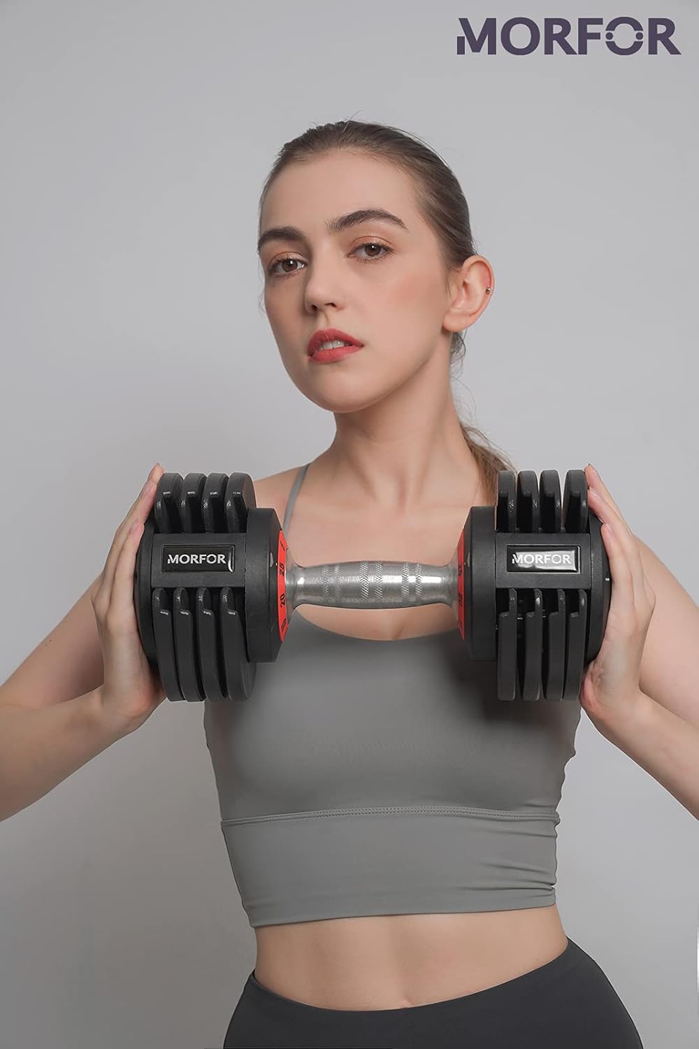 Morfor Adjustable Dumbbell (Single) 25lbs Black All-in-one Exercise & Fitness Dumbbell for Men & Women Fast Adjust Weight with Anti-Slip Metal Handle & Red Dial Safe Lock System Handy for Home Gym : Sports & Outdoors