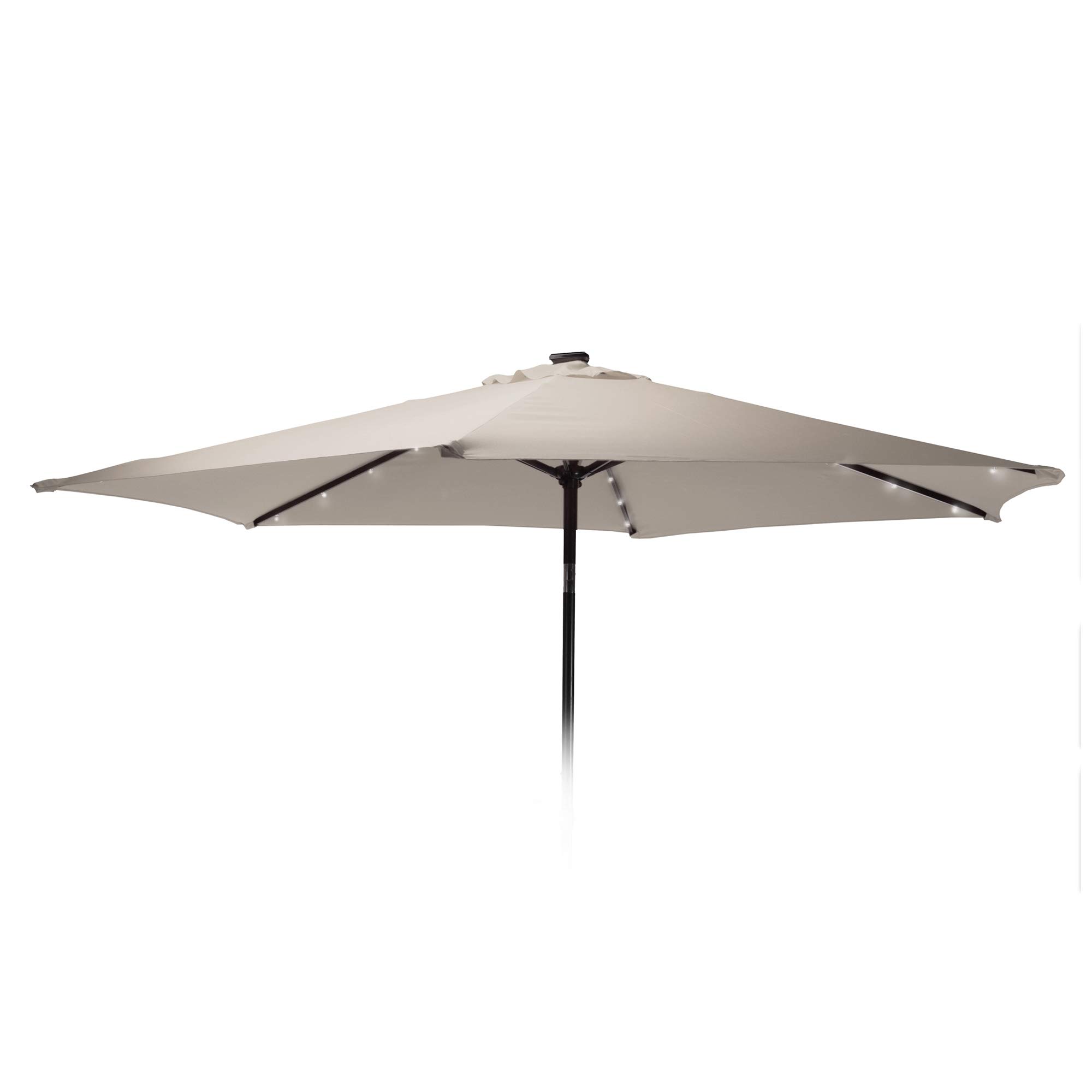 URBNLIVING Outdoor Metal Hanging Garden Patio Sun Shade Parasol Umbrella With Solar Lights (Taupe)