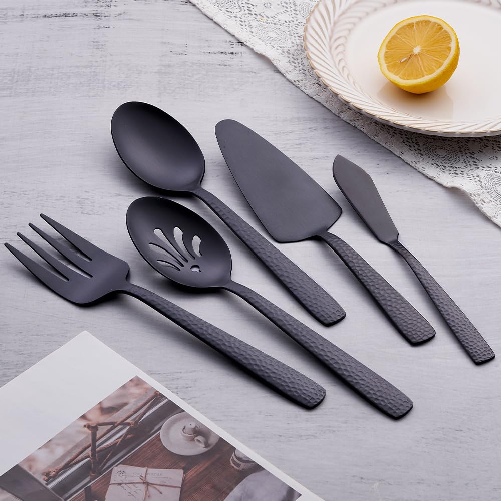 Matte Black Serving Set - Stainless Steel Utensils -2 Matte Black Serving Set - Stainless Steel Utensils -2