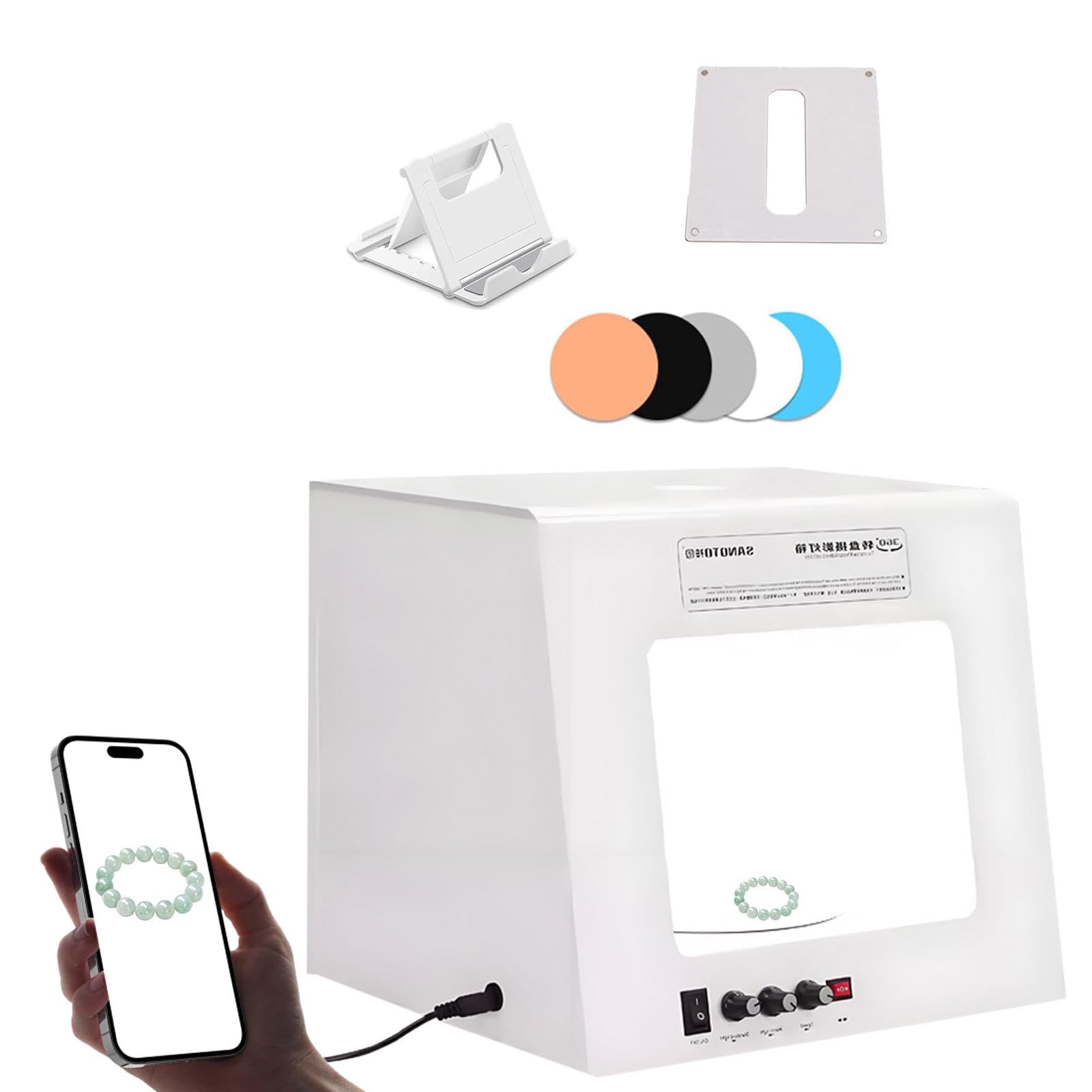 Zestaw Do Fotografii Biżuterii, Regulowany Zestaw Studyjny Do Zdjęć Kamieni Szlachetnych, Z Obrotową Platformą Elektryczną 360°, 4 Lampami Wypełniającymi, Zestawem Do Fotografii TB30