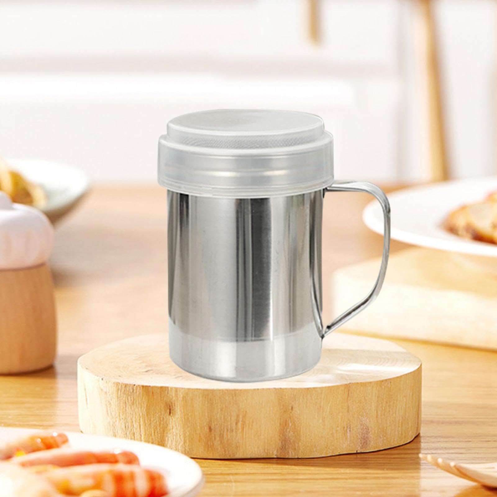 Qianly Stainless Steel Dredge Sugar Shaker Flour Sprinkler Coffee Sifter Seasonings Spice Shaker Dredge Shaker for Cake Cappuccino, 6cmx8.5cm
