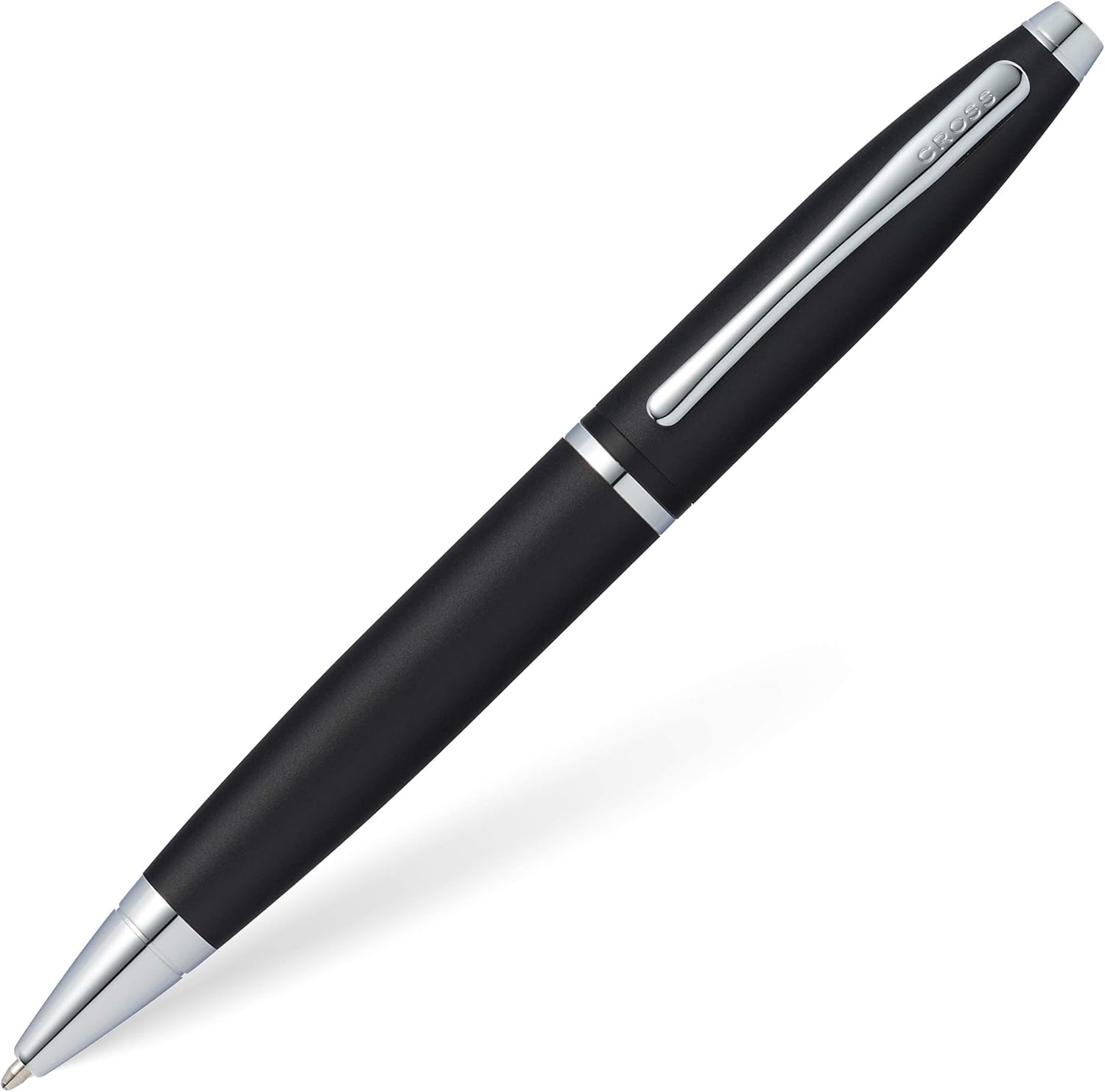 Cross Calais Refillable Twist-Action Plastic Ballpoint Pen with Chrome Appointments, Medium Ballpoint, includes Premium Gift Box and Black Cartridge, 1 Pack, Black