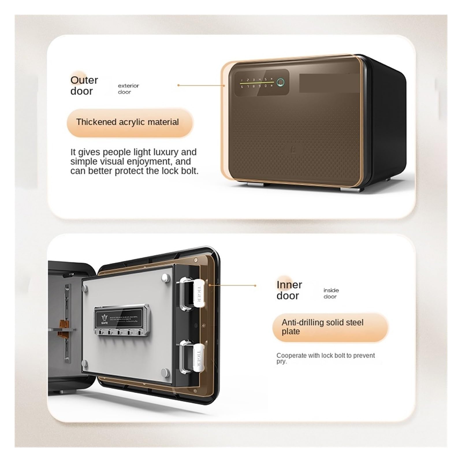Coffre-fort Numérique À Empreintes Digitales, Coffre-fort Avec Mot De Passe Antivol, Bijoux De Bureau Invisibles Avec Serrure, Armoire D'alarme(Zwart)