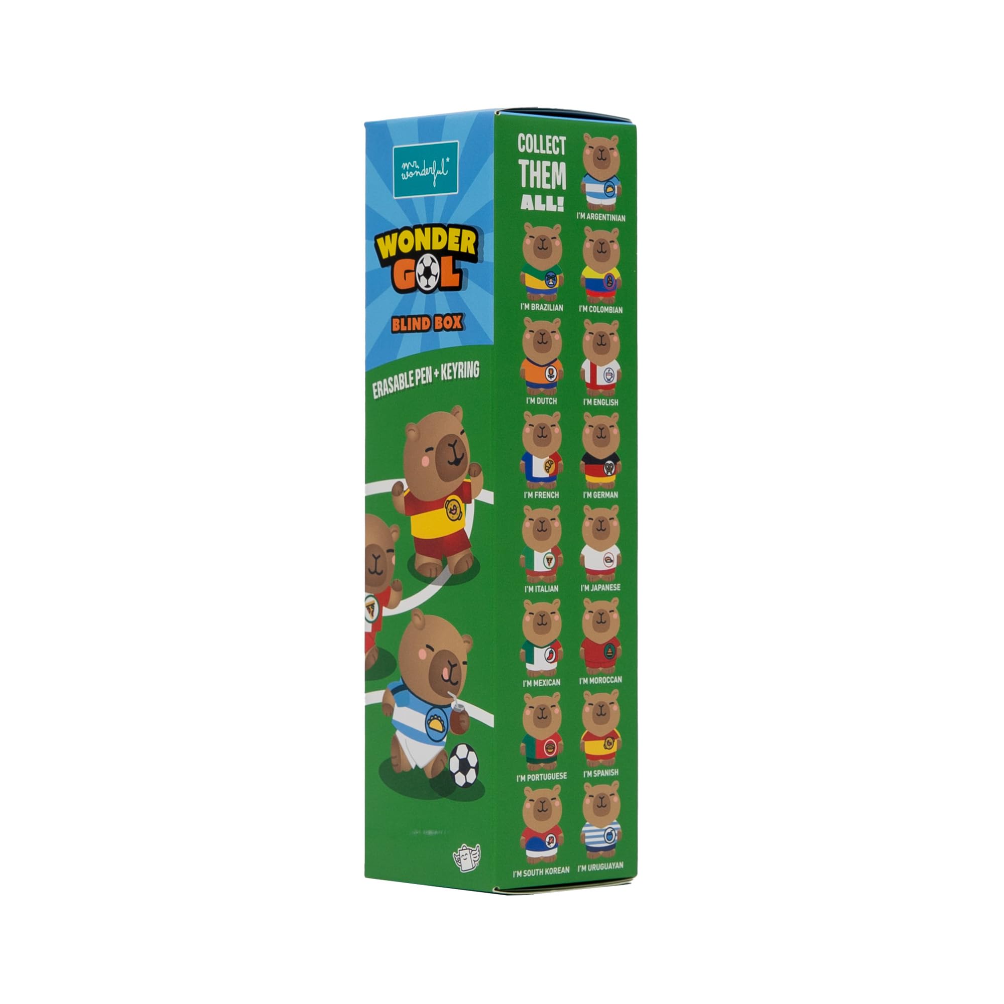 Mr. Wonderful Wonder Gol Blind Box Bolígrafo Borrable Sorpresa, Llavero Capibara, Bolis Coleccionables, Tinta Azul