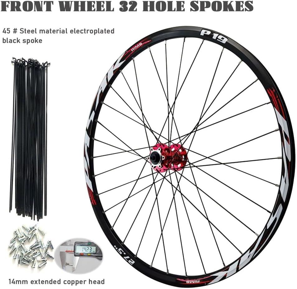 Mountain Bicycle Wheelset 26 27.5 Inch 29 Inch, Aluminium Alloy Rim HG Sealed Bearing 142mm Thru Axle 32H Front & Rear Rim for 7-12 Speed Cassette