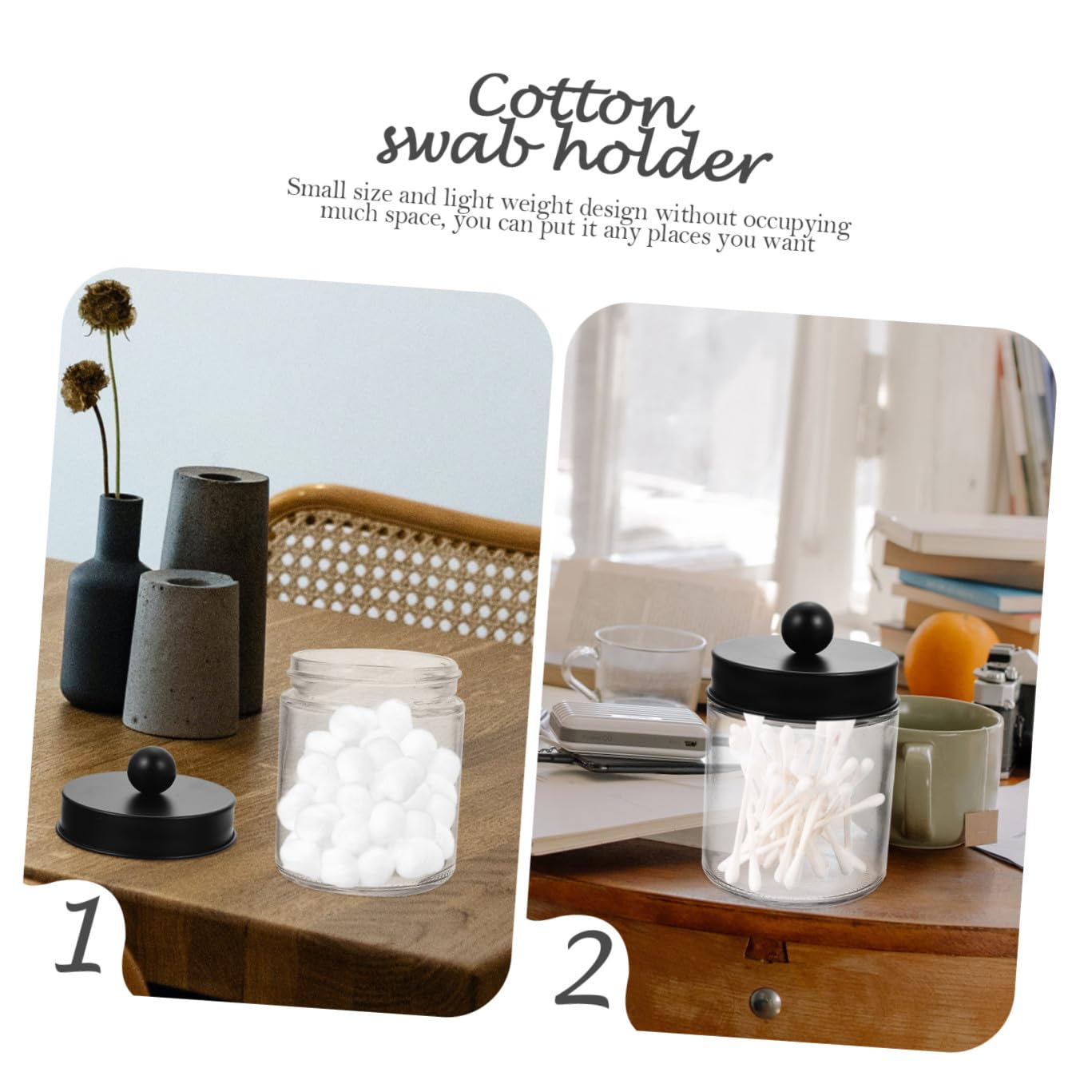 Ipetboom Wattestäbchenglas aus Transparentem Glas 3 Stück Pack mit Edelstahl Deckel Luftdichter Vorratsbehälter für Badezimmer und Make Up Organizer zur Staubfreien Aufbewahrung