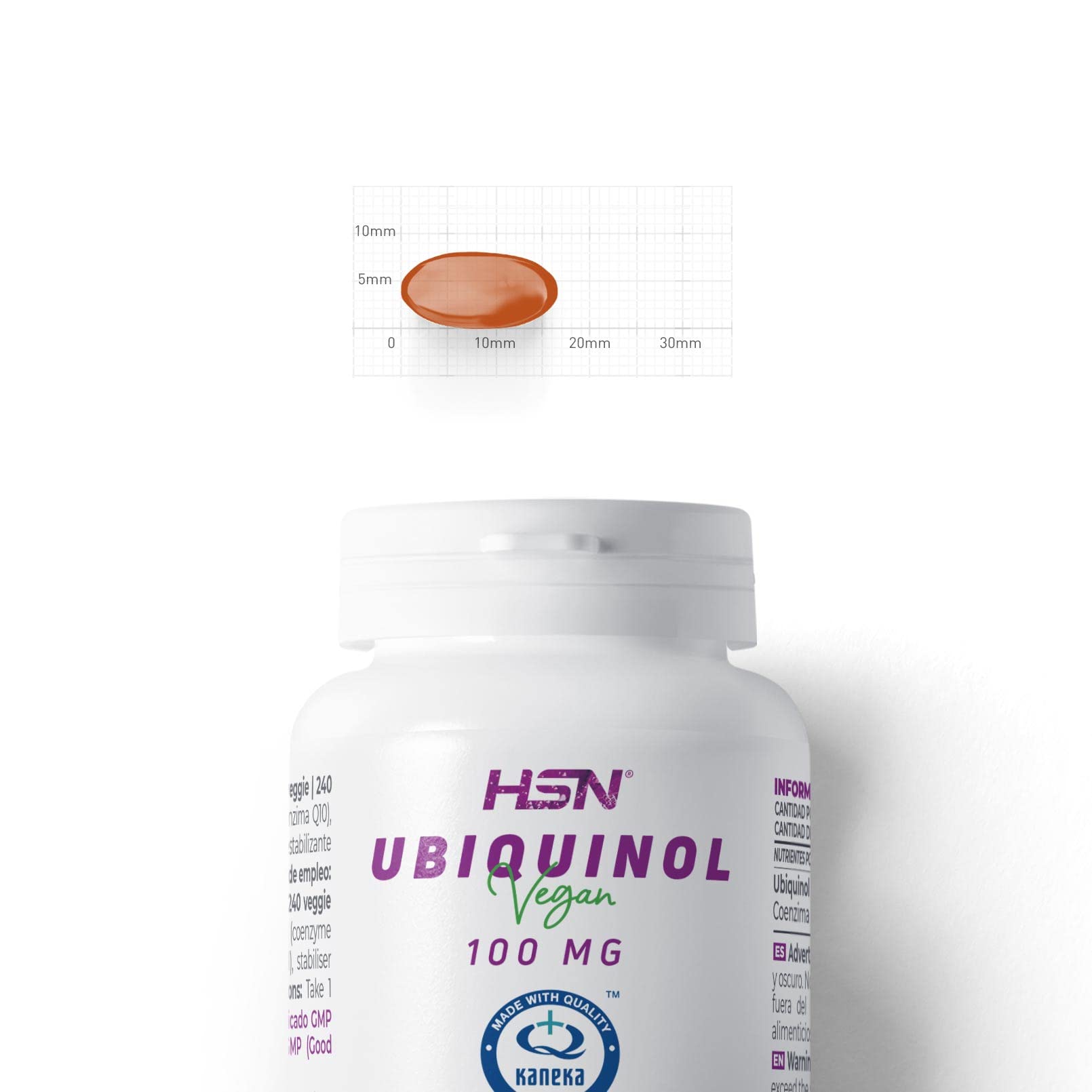 HSN Ubiquinol 100mg (Kaneka Ubiquinol™) Coenzima Q10 Reducida | 120 Perlas Veganas | Mayor Biodisponibilidad | No-GMO, Vegano, Sin Gluten