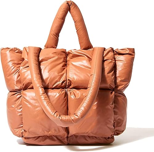 Bolso de mano acolchado grande para mujer, bolso de invierno acolchado suave, bolsa de hombro acolchada para el hombro, bolsa de compras con almohada