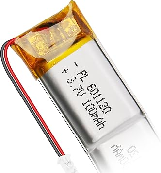 601120 3.7V 100mAh LiPo Battery - Rechargeable Lithium Polymer Battery with Protection Board and Micro JST 1.25 Connector for Electronic Device