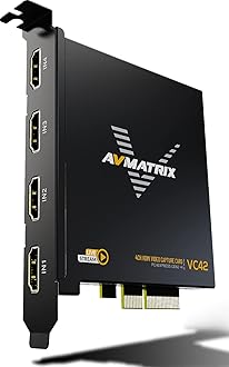 AVMATRIX 1080p60 4-PCI-E Capture Card Live Stream and Record with Ultra-Low Latency on PS5, PS4 Pro, Xbox Series X/S, Xbox One X, in OBS, Twitch, YouTube, Nintendo Switch, PC Windows