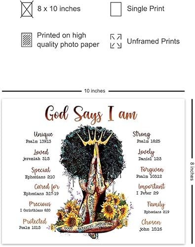 Miniatura 2 de African American Black Wall Art - Religious Spiritual Bible Verse Decor - African American Women, Woman, Girls - Inspirational Christian Scripture