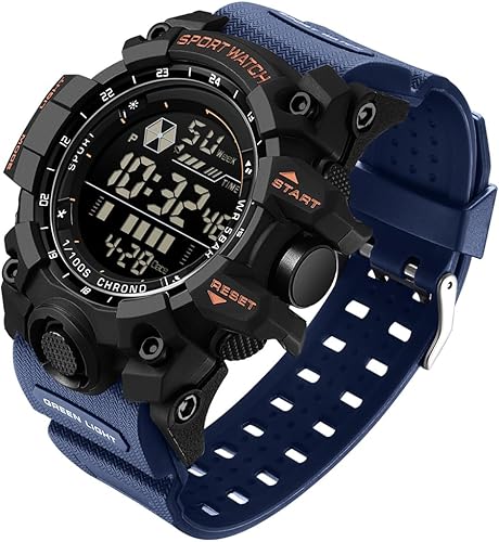 Fanmis Reloj digital digital multifunción para hombre electrónico impermeable con alarma reloj deportivo de cuarzo Azul Patchwork