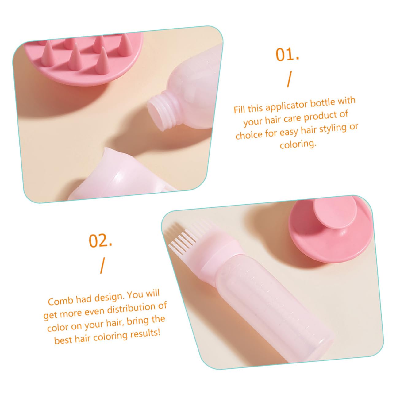 Housoutil 6sets Bottiglie Applicatore Per Colorazione Con Pettine Massaggiatore Bottiglie Per Colorare Oiling e Shampoo Facile Da Usare Per Fai Da Te e Parrucchieri