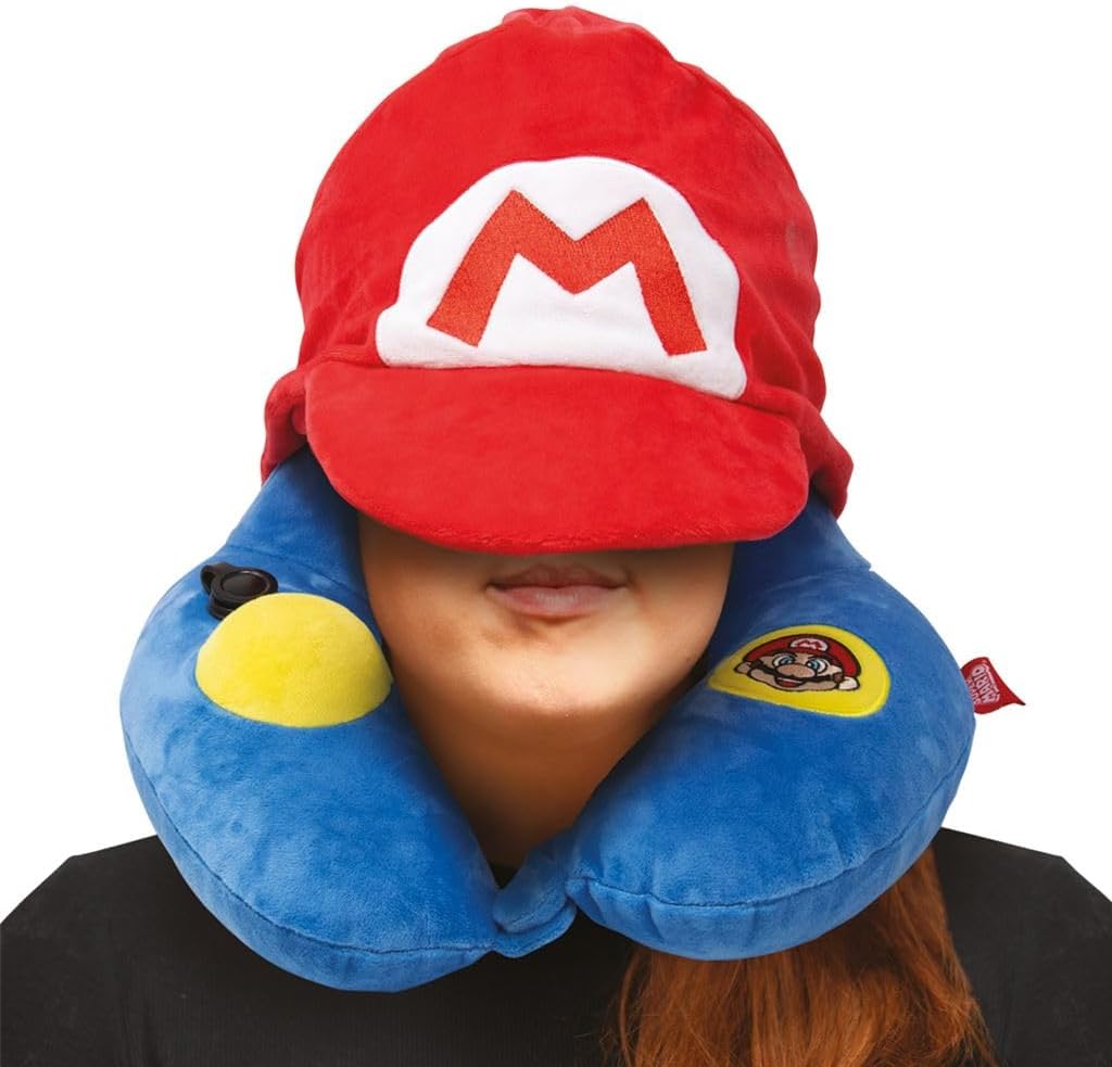 Pyramid International Super Mario (Mario) cuscino da viaggio gonfiato con design dei personaggi, prodotto ufficiale, regalo per i fan di Nintendo
