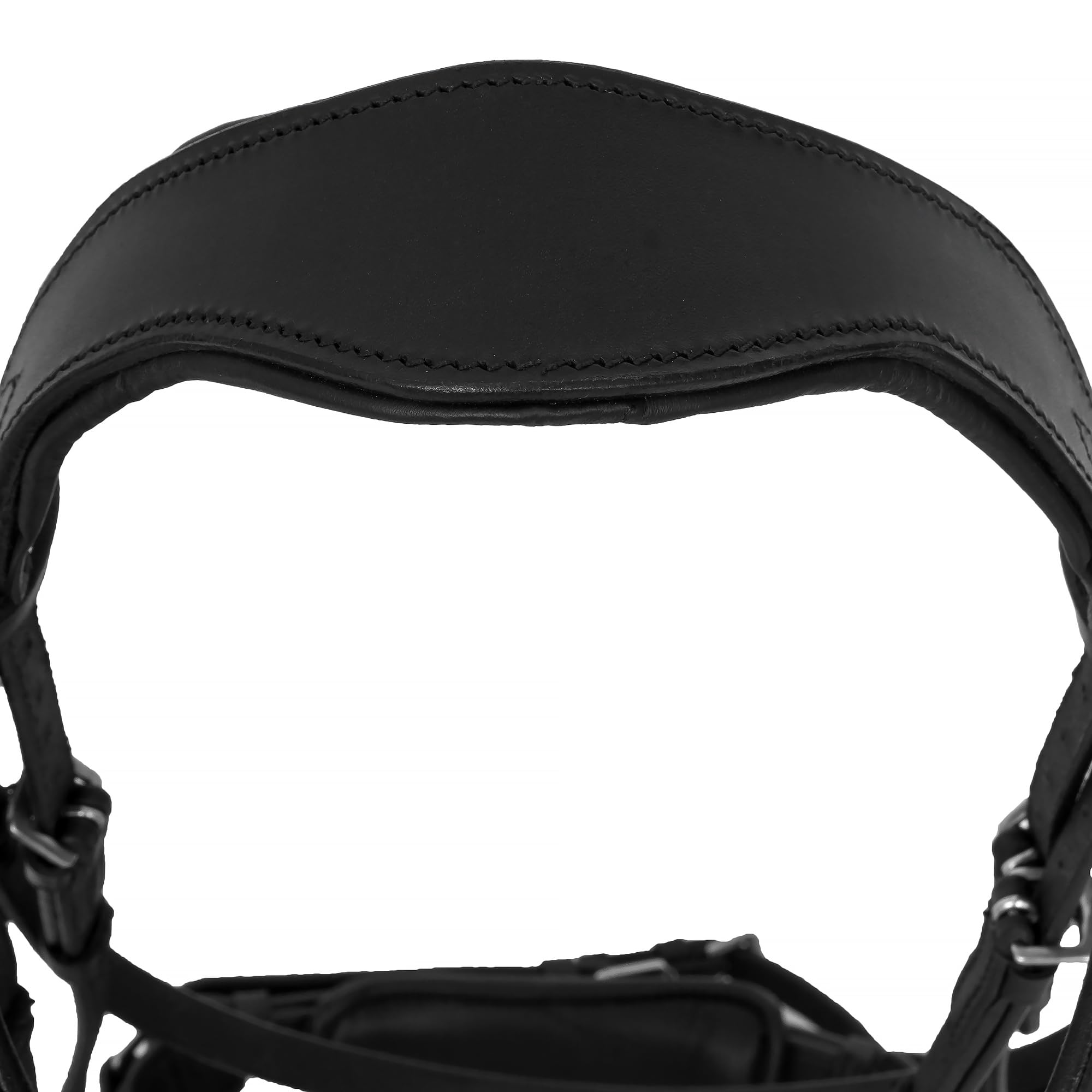 Ledertrense mit Kristallen Anatomisch gepolstert Komplettes Set inkl. Zügeln Elegantes Stirnband Komfort Pferd Schwarz Silber Full Warmblut