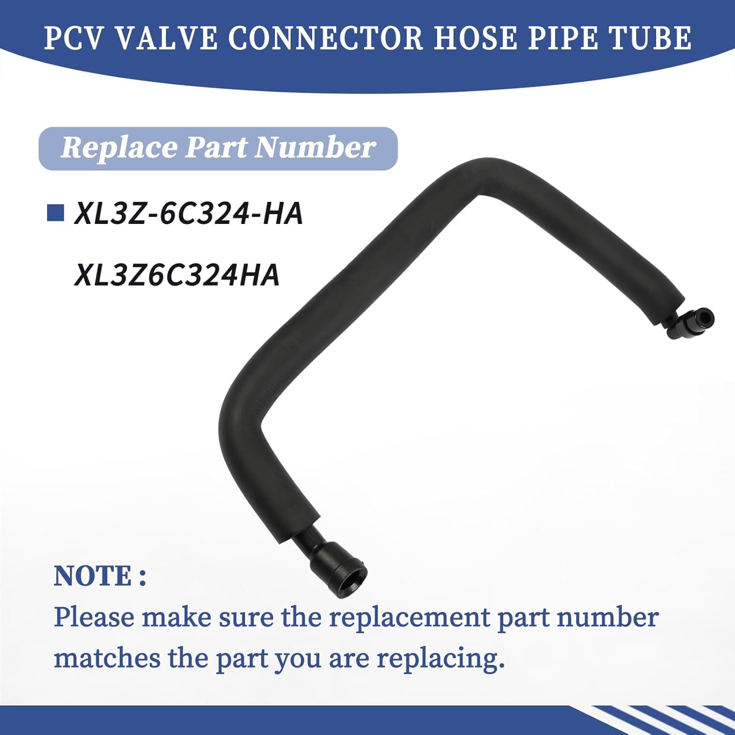 XL3Z-6C324-HA, PCV Valve Connector Hose Pipe Tube Compatible with Ford F-150 1999-2002│F-250 1999│Expedition 1999-2002 4.6L V8 Windsor Engines Only XL3Z6C324HA
