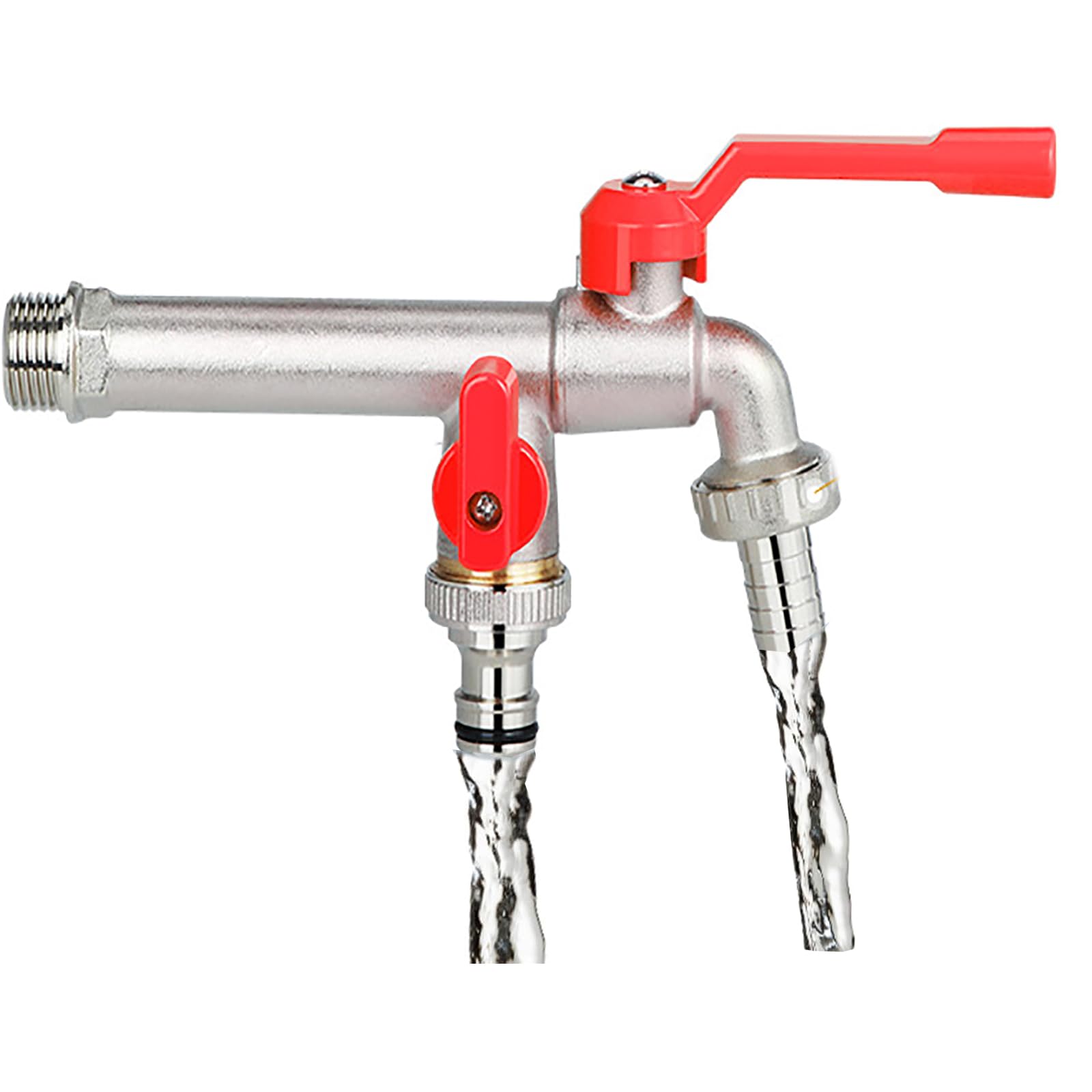 inless Stahl Gartenschlauch Verteiler 3/4 Zoll Dual Outlet Wasserteiler Heavy-Du Gelb Schlauchverbinder für Garten und Waschmaschine