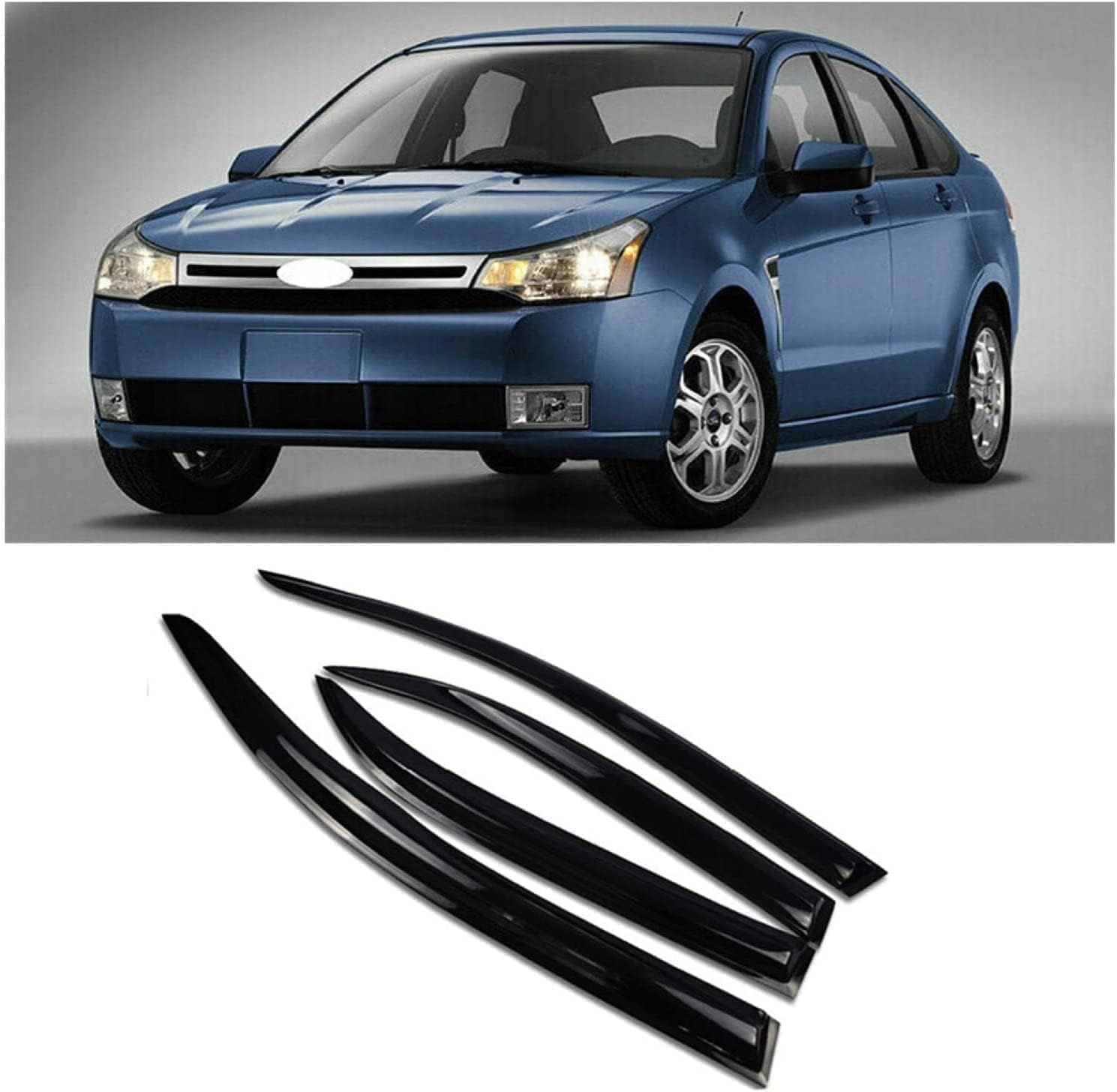 PANXUC Car Wind Deflectors for Ford Focus 2 MK2 2007-2011, Side Window Wind Rain Deflector Window Visor Sun Rain Guard Smoke Guards