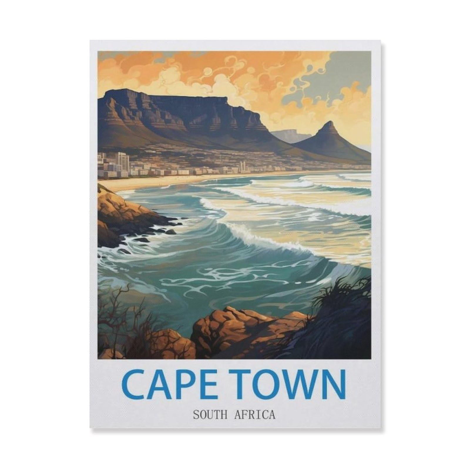 Cape Town South Africa，Retro Metal Tin Sign/Plaque for Kitchen Lounge Garden Garage Pub Wall/Door(30x40cm）12x16 inch-EI13