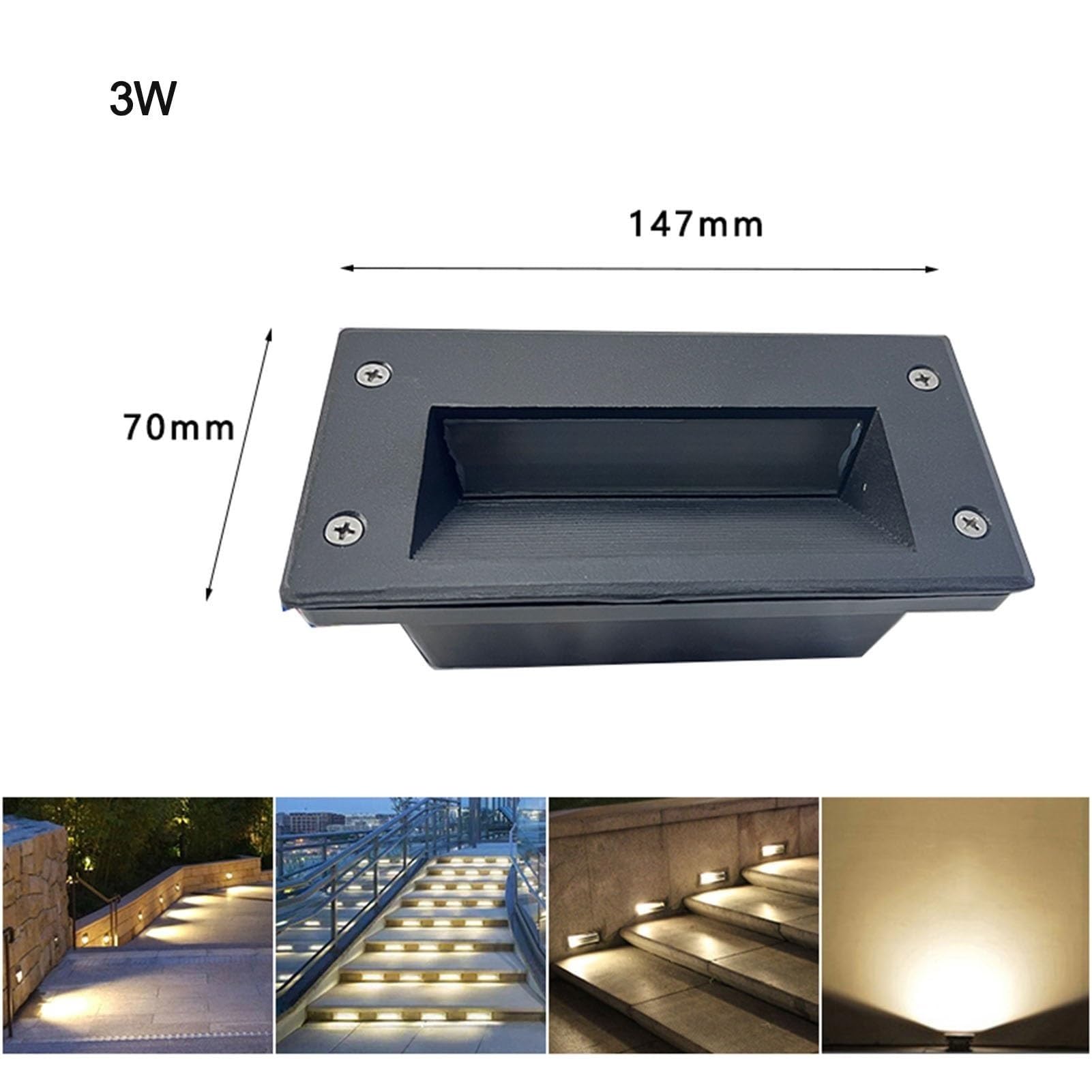 Lámpara De Jardín - Foco LED Empotrable Para Escaleras, Luces De Paso Para Exteriores Impermeables IP65, Luces De Escalera De Pasillo/luz De Esquina De 85-265V CA(Yellow,6W(205 * 85mm))
