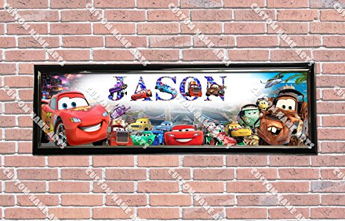 Personalized Customized Disney Car Movie Poster with Frame, with Your Name On It, Party Door Poster, Room Art Decoration, Wall Decor