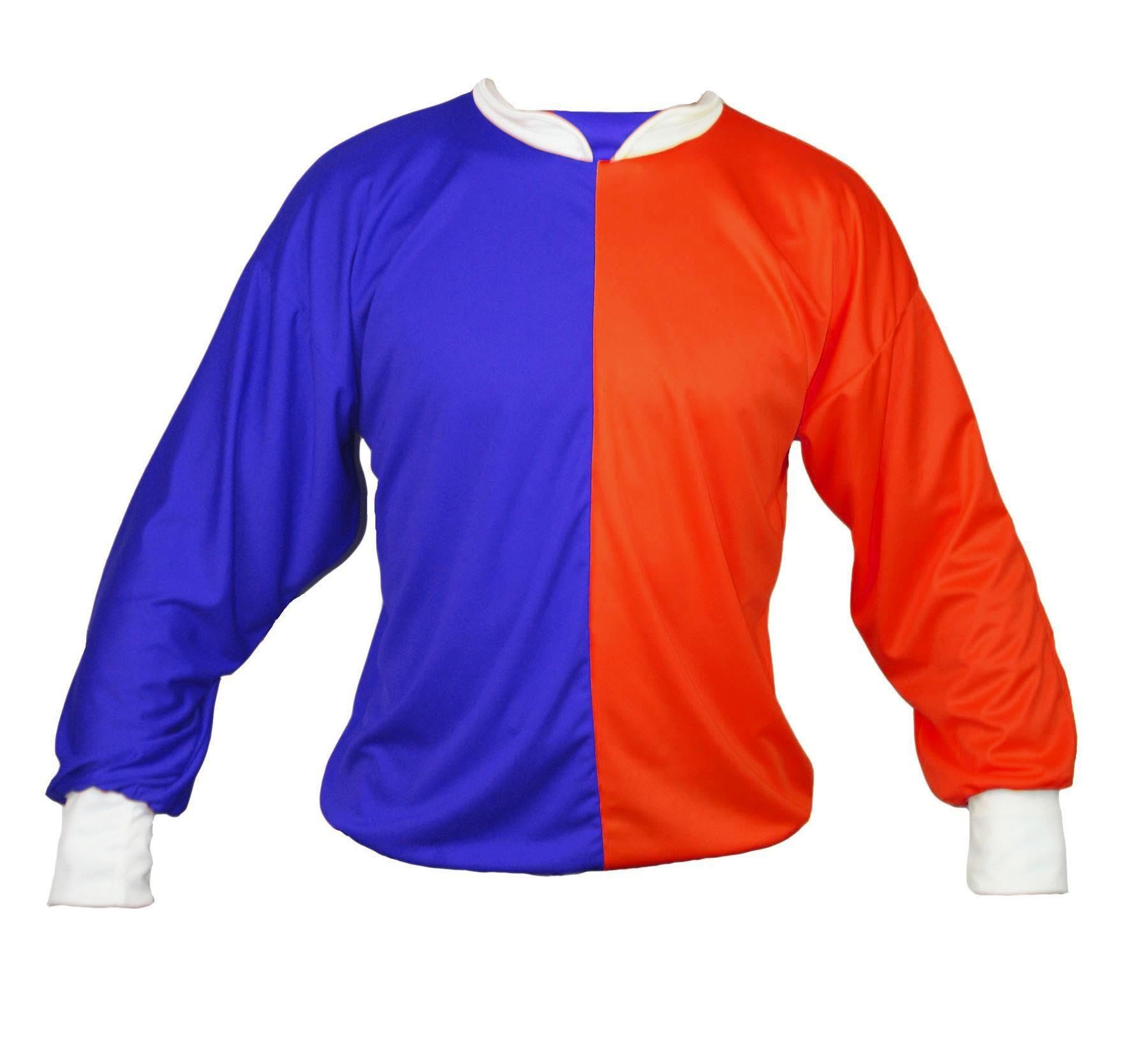 Adults Horse Racing Top Jockey Jersey Silks Colours Equestrian Cheltenham National Fancy Dress [Blue & Flame Red] — image 1