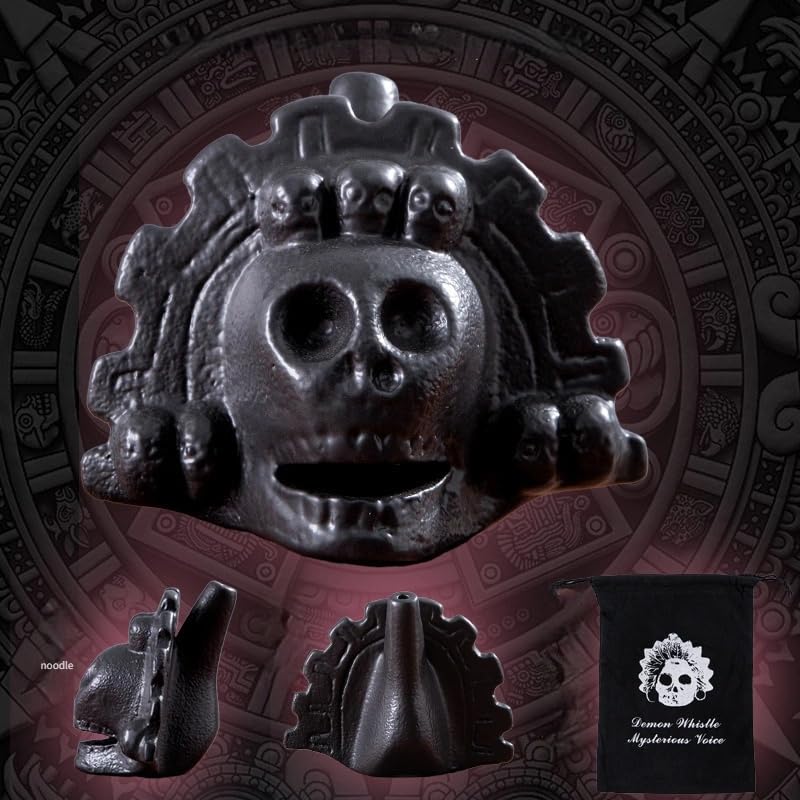Authentic Spooky Aztec Death Whistle, Loudest Human Sounding Screams 125+ Decibels, Halloween Creepy Gift Death Whistle (Black)