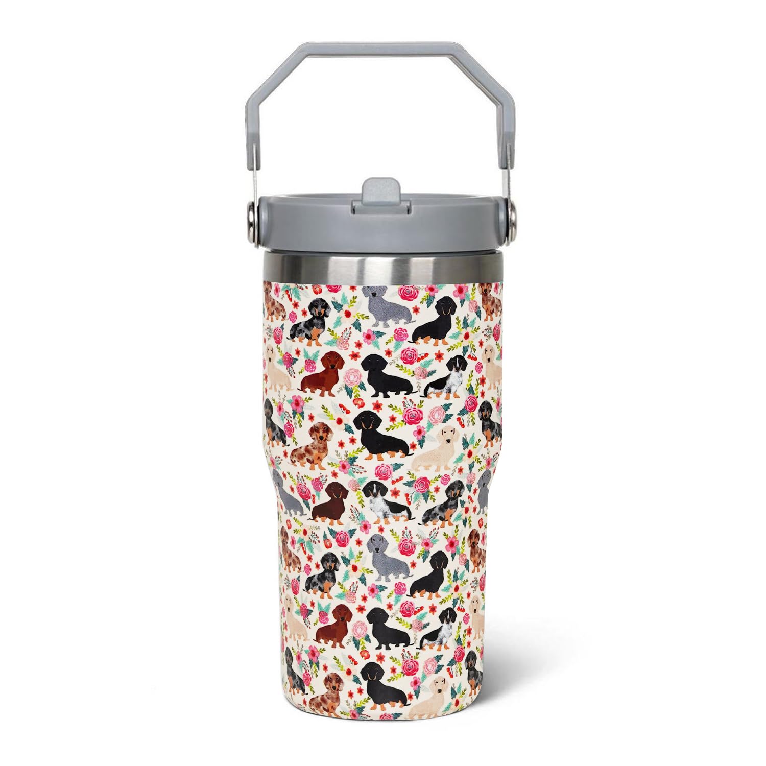 Dachshund gifts - Dachshund gifts for women - Dachshund Insulated Tumblers Handle and Flip Straw 20OZ - Dachshund for Dog Lovers