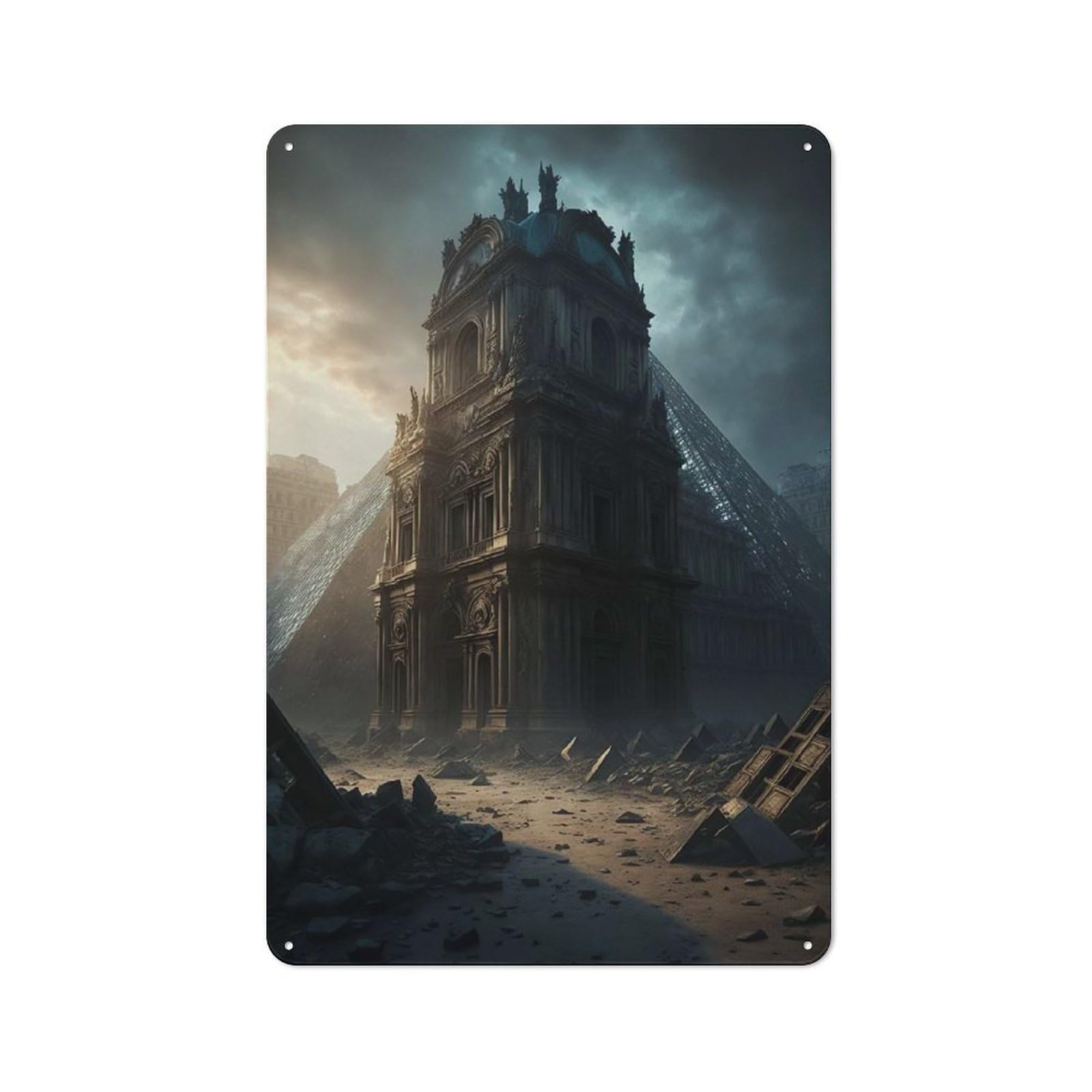 Louvre Museum Warehouse Style Metal Wall Decor 30x20cm, Metal Wall Sign for Workspace, Cafe, Hallway Or Garage