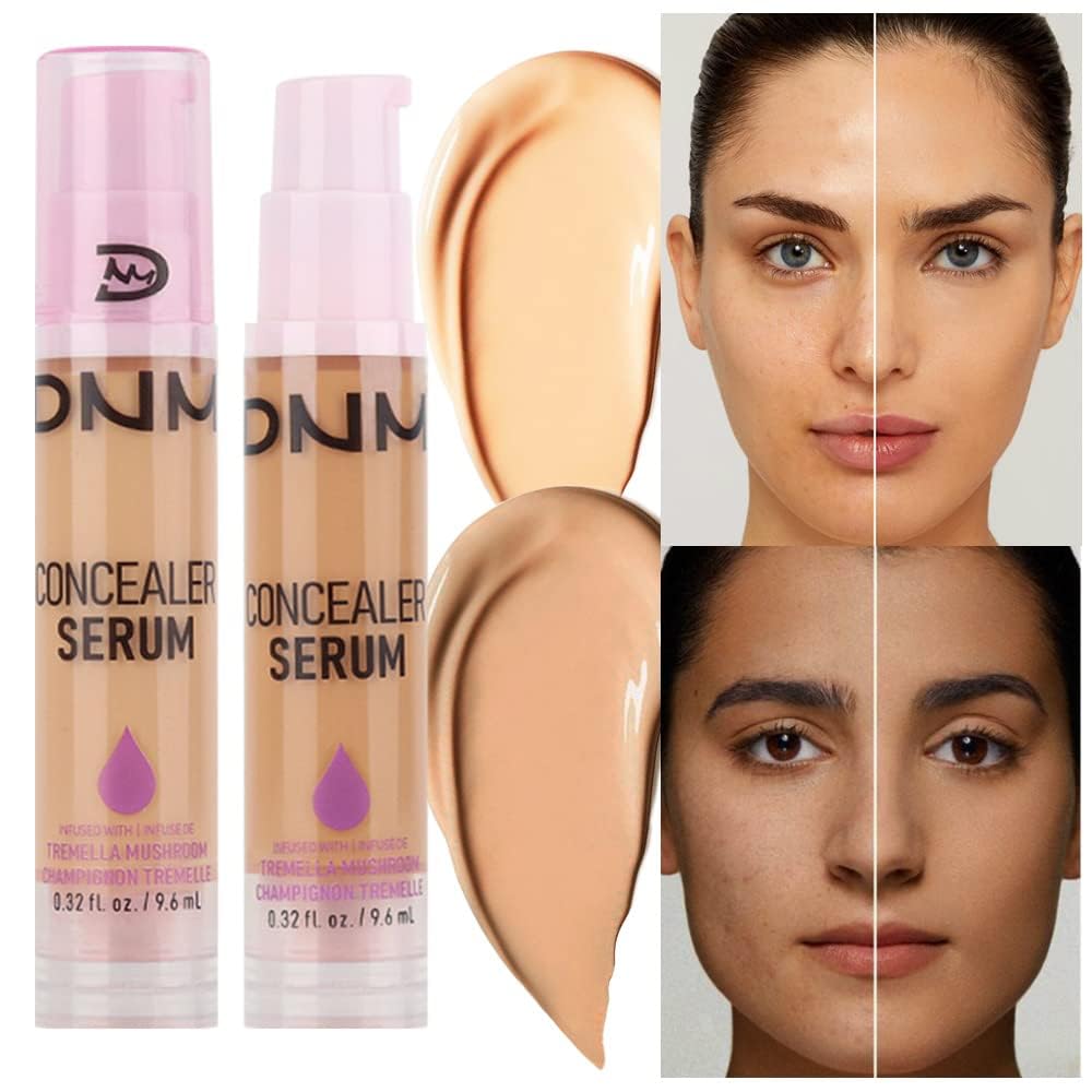 ExceforeSkin-Caring Liquid Foundation, 2 Pcs Lightweight Warm Peach Cream Concealer with Medium Coverage, Waterproof Oil-Free Moisturizing Foundation for Corrects Tattoo Cover Up, Golden, Sand