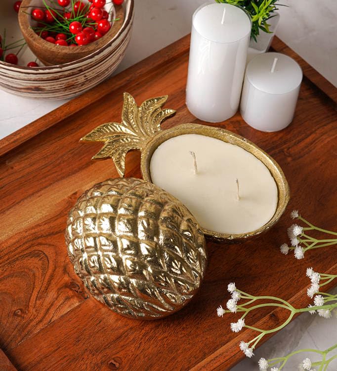 Craft Brio -A TRENDY HANDICRAFTS Gold Plated Aluminium Casting Pineapple Tealight Candle Holder Decorative Candle Stand for Home Party and Wedding (7 X 4 X 3.5 inches)-image-36