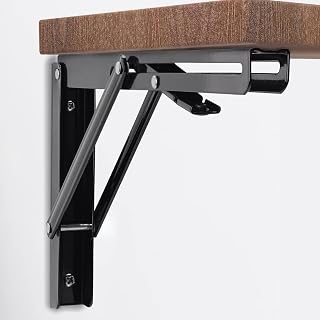 LIMBANI Brothers 40 CM (16 INCH) Folding Shelf Brackets Folding Shelf Brackets Heavy Duty Cold Rolled Steel Collapsible DIY Wall Mounted Shelf Bracket Space Saving for Table, Work Bench (Pack of 2)