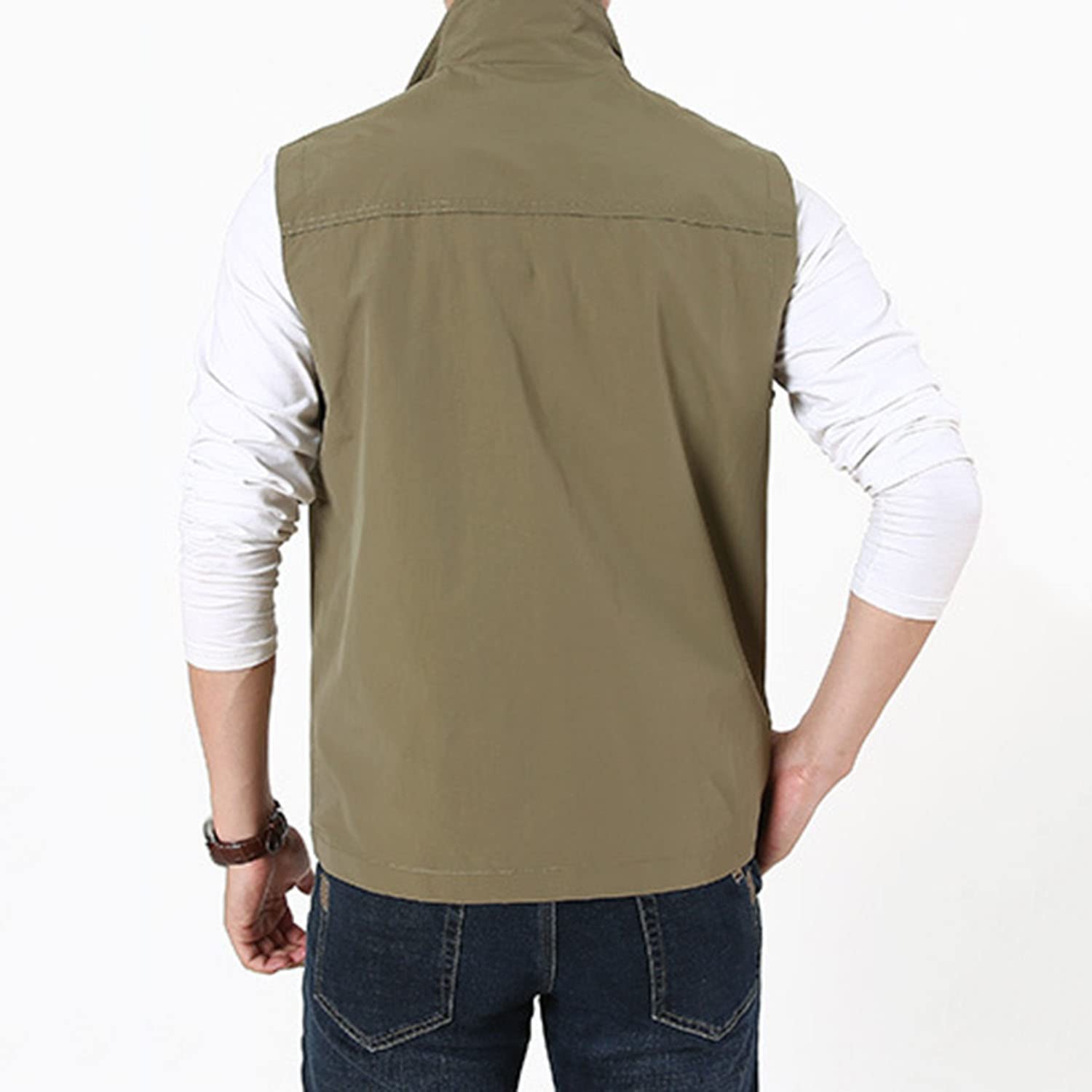 Chaleco De Hombre Chaleco para Pesca Casual Exteriores Chaleco Multibolsillos Sin Mangas Chaqueta De Viaje Transpirable para Fotografía