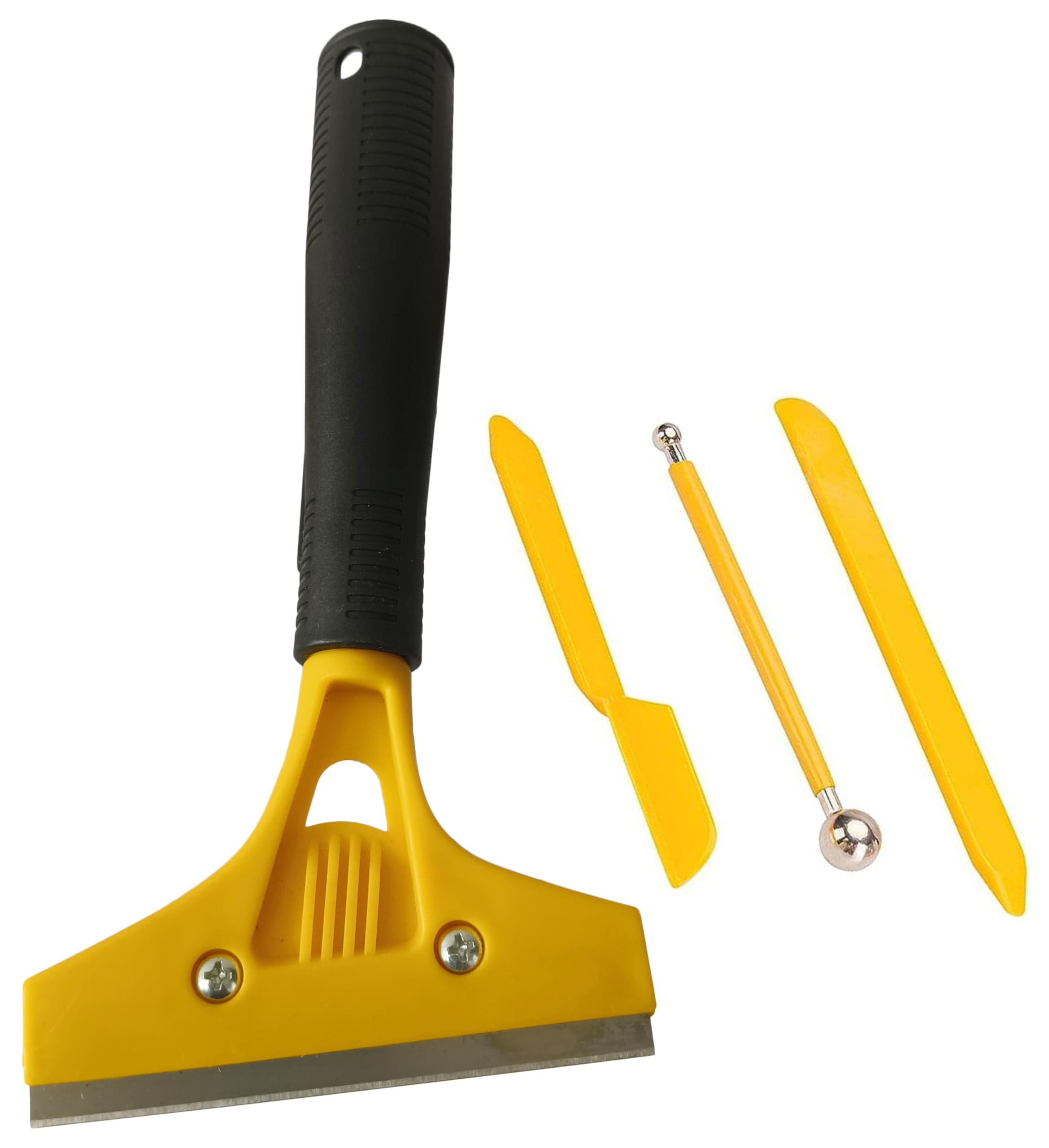 Inditrust Yellow Scraper tool 4pc/set for Removing Labels, Stickers,Paint, Decals, from Glass and Stovetop