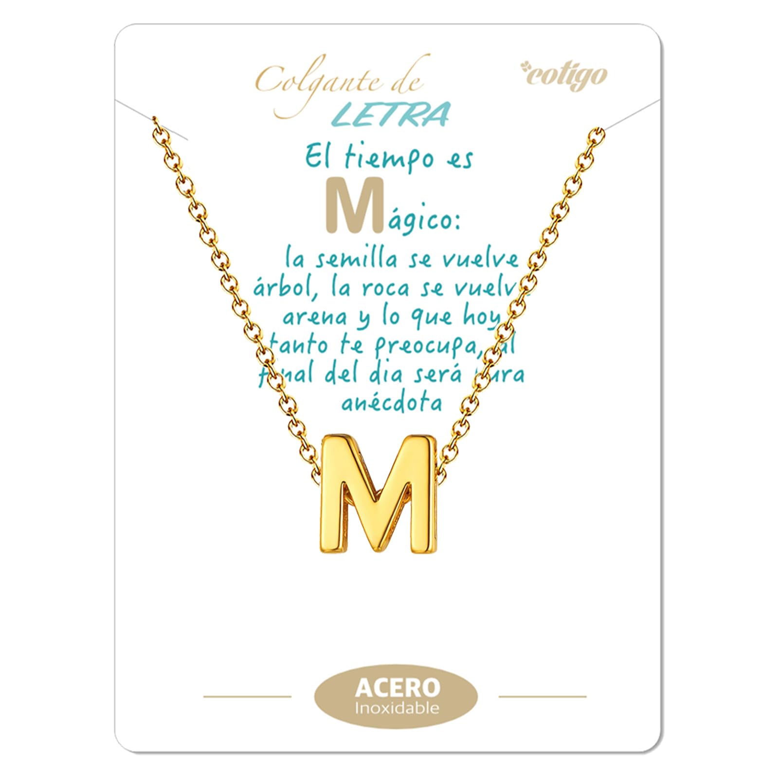 cotigo Collar Inicial Acero Inoxidable, Collar Mujer con Colgante letra A-Z Pequeñas - Bisutería Regalo Madre Cumpleaños, Novia o Amigas, Color Plateado y Dorado
