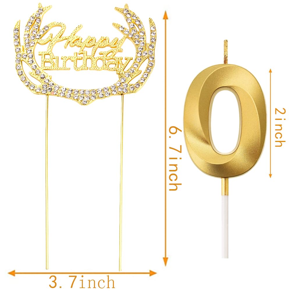 Velas De 80 Cumpleaños + Decoración Dorada Para Tarta