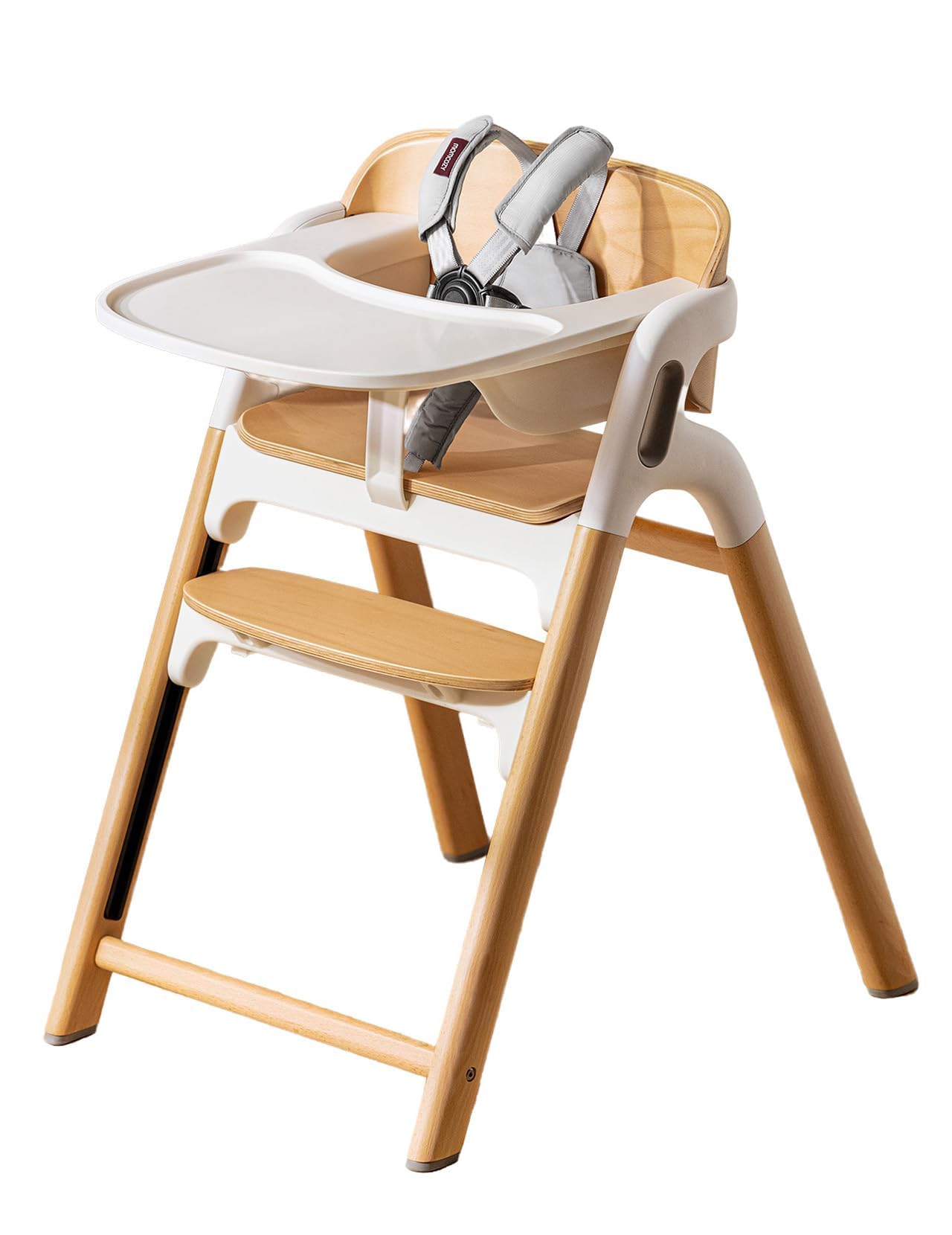 Momcozy Trona Evolutiva de Madera Narural para Niños y Adultos hasta 140 kg | Tronas de Bebe ajustable y ergonómica, con bandeja desmontable de grado alimenticio